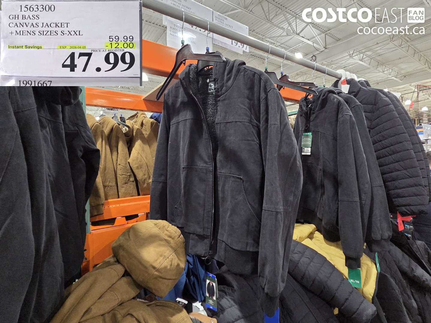 1563300 GH BASS CANVAS JACKET +MENS SIZES S-XXL ($12.00 INSTANT SAVINGS EXPIRES ON 2026-04-05) $47.99