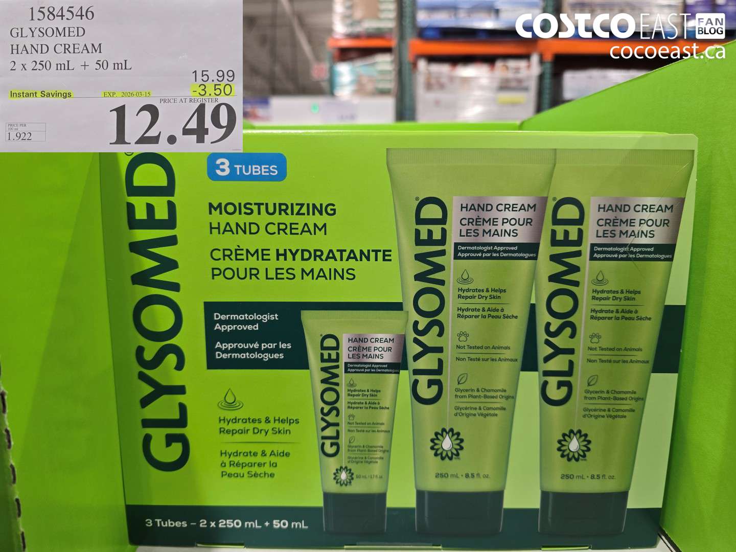 1584546 GLYSOMED HAND CREAM 2 X 250 ML + 50 ML ($3.50 INSTANT SAVINGS EXPIRES ON 2026-03-15) $12.49