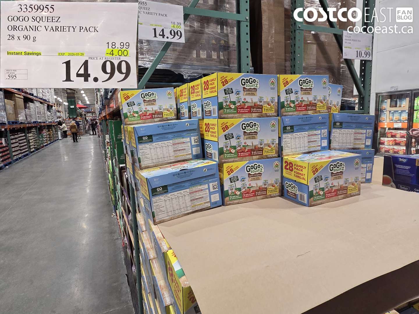 3359955 GOGO SQUEEZ ORGANIC VARIETY PACK 28 X 90 G ($4.00 INSTANT SAVINGS EXPIRES ON 2026-03-29) $14.99