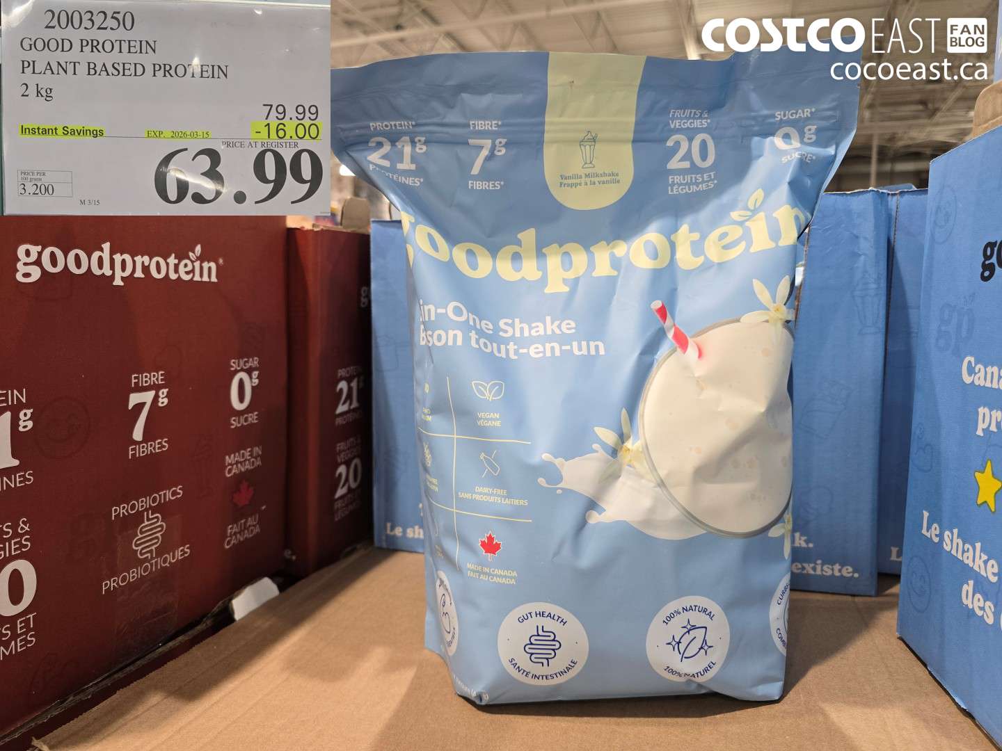 2003250 GOOD PROTEIN PLANT BASED PROTEIN 2 KG ($16.00 INSTANT SAVINGS EXPIRES ON 2026-03-15) $63.99