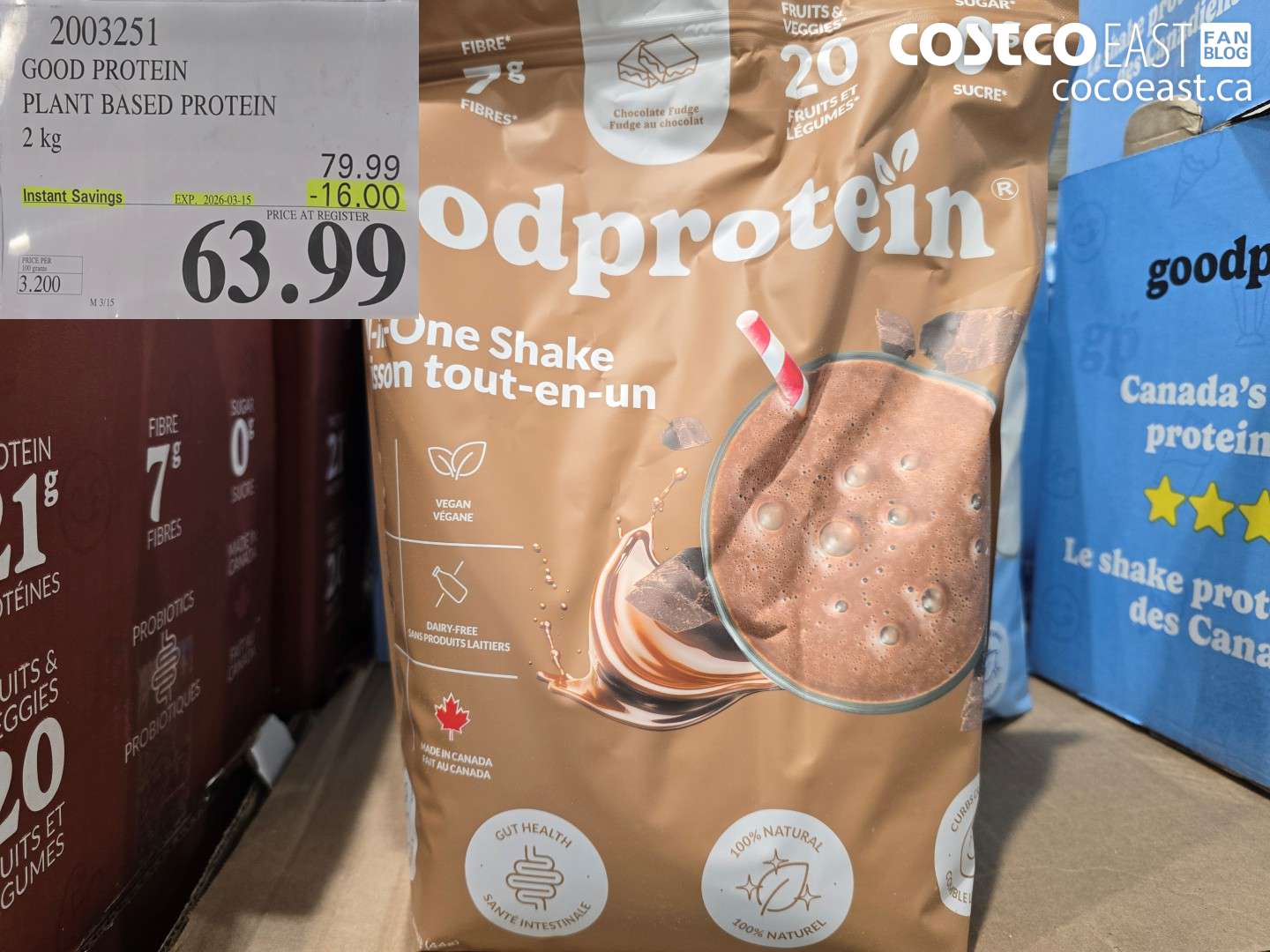 2003251 GOOD PROTEIN PLANT BASED PROTEIN 2 KG ($16.00 INSTANT SAVINGS EXPIRES ON 2026-03-15) $63.99