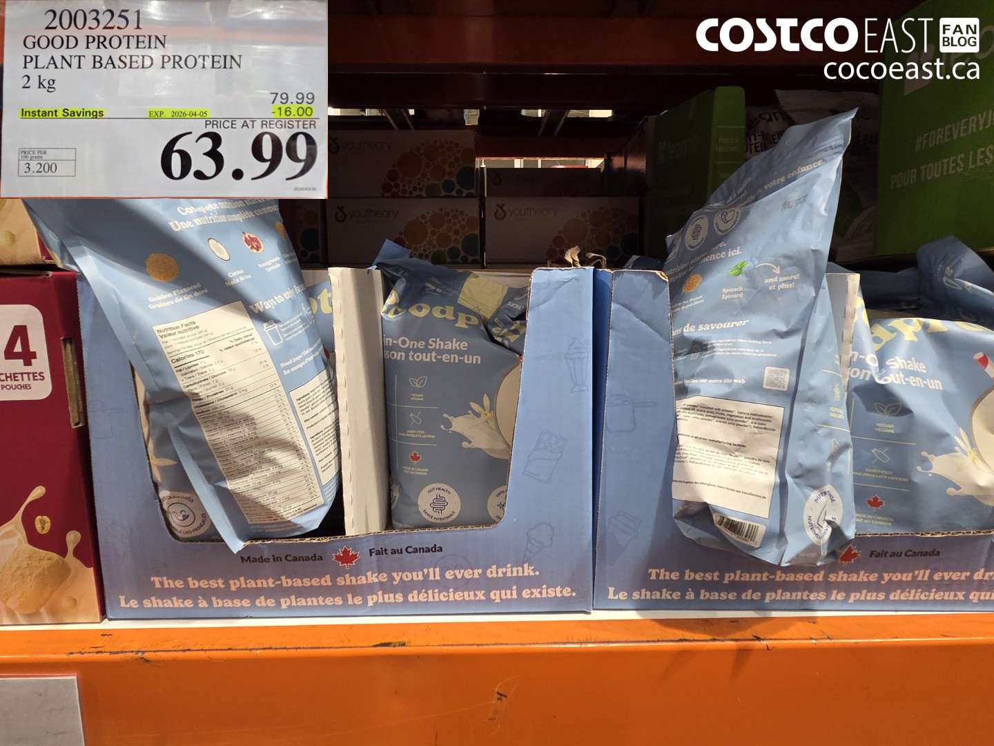 2003251 GOOD PROTEIN PLANT BASED PROTEIN 2 KG ($16.00 INSTANT SAVINGS EXPIRES ON 2026-04-05) $63.99