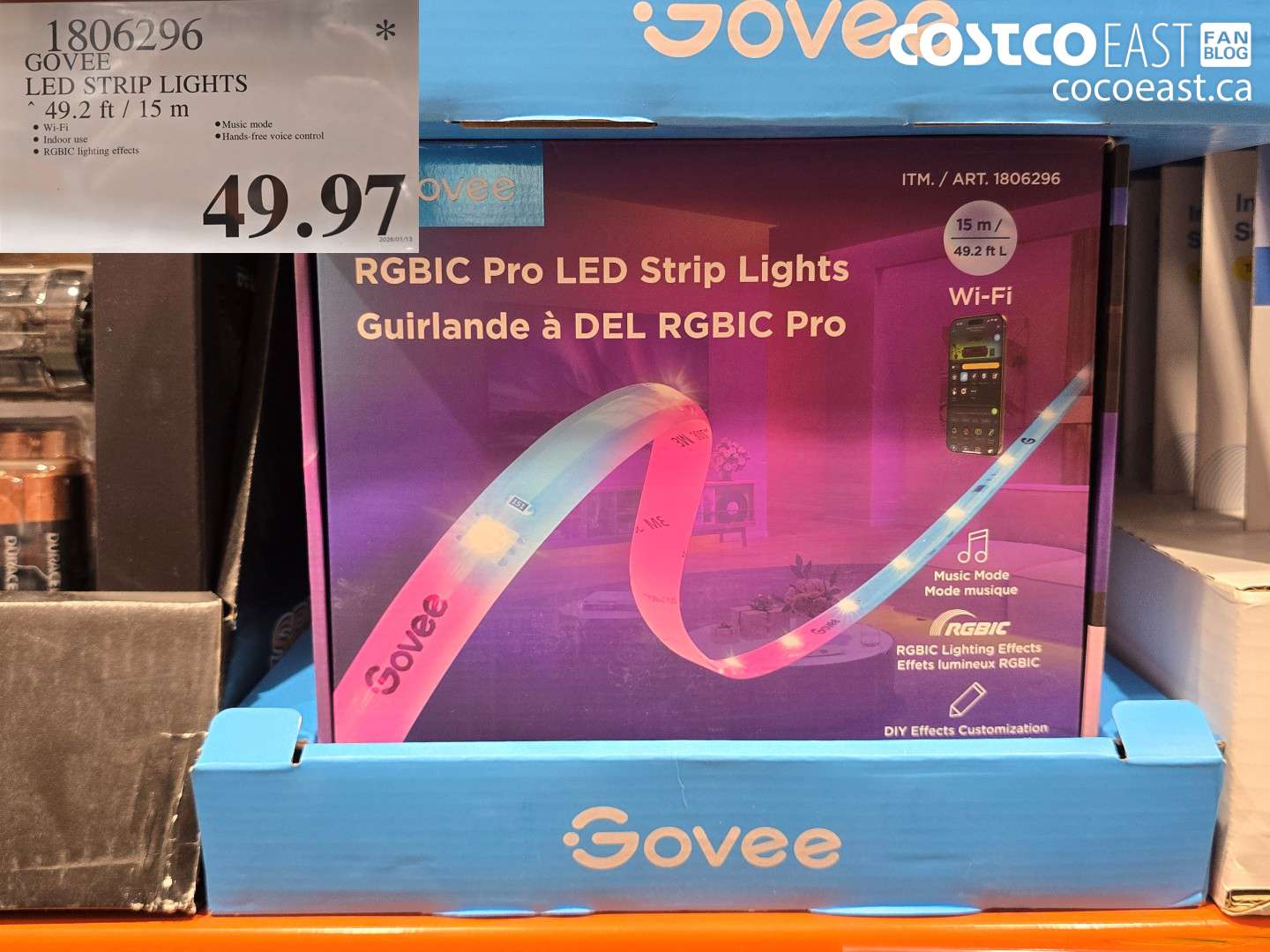 1806296 GOVEE LED STRIP LIGHTS 49.2 FT / 15 M $49.97