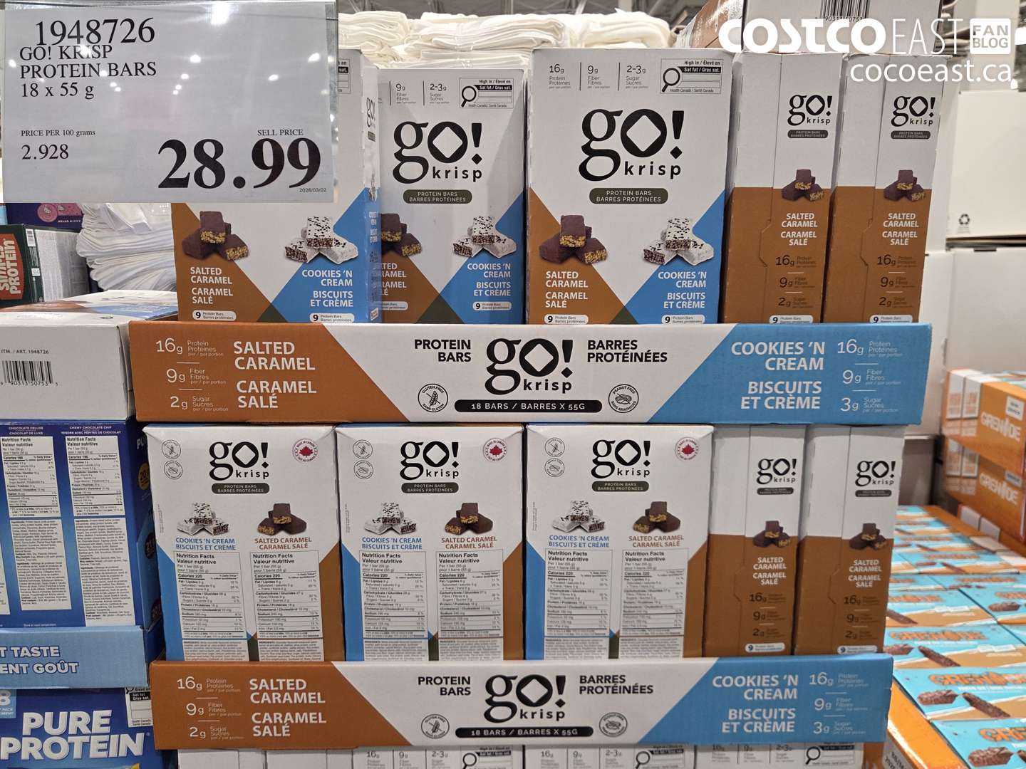 1948726 GO! KRISP PROTEIN BARS 18 X 55 G $28.99