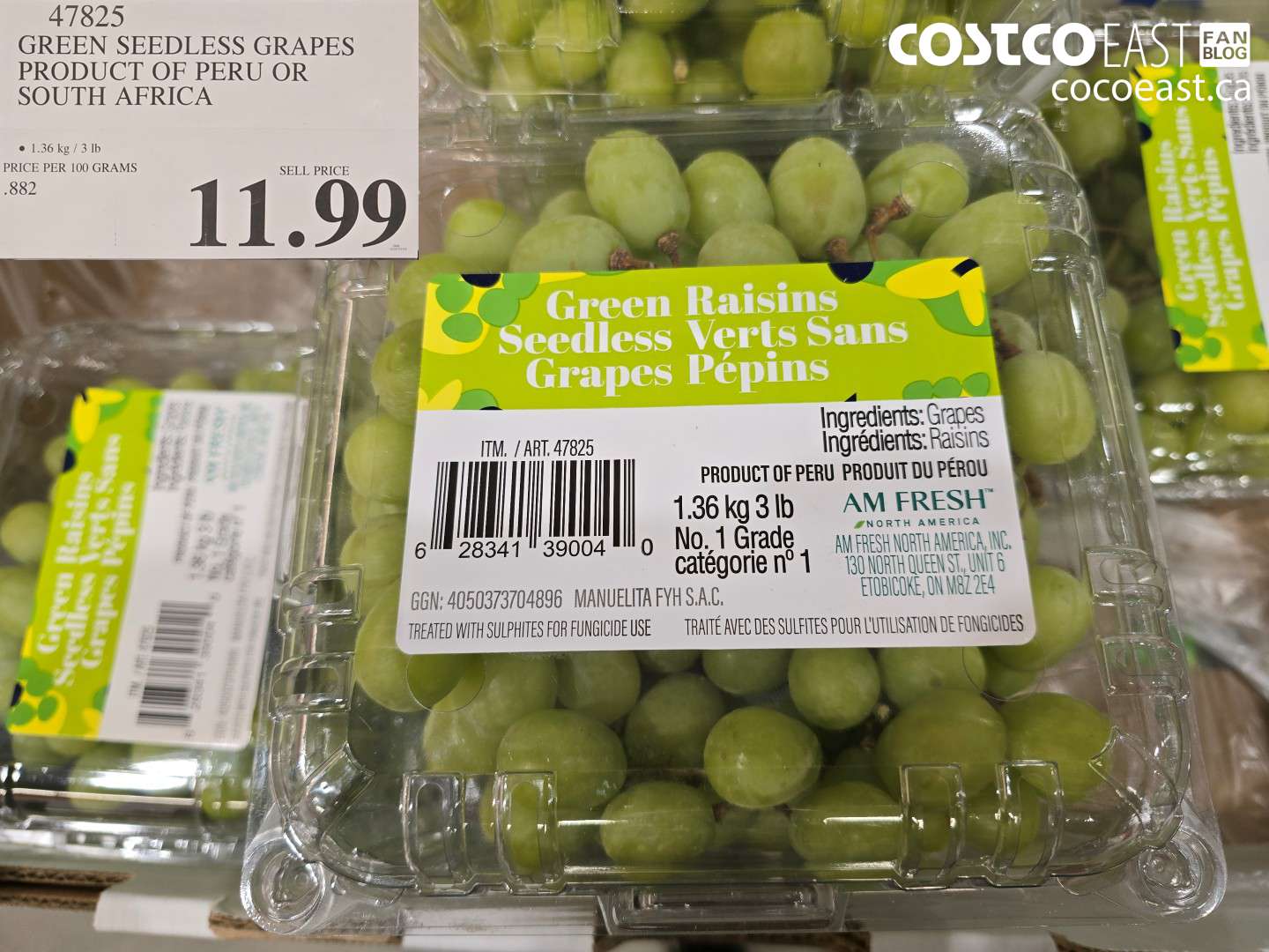 47825 GREEN SEEDLESS GRAPES PRODUCT OF PERU OR SOUTH AFRICA $11.99