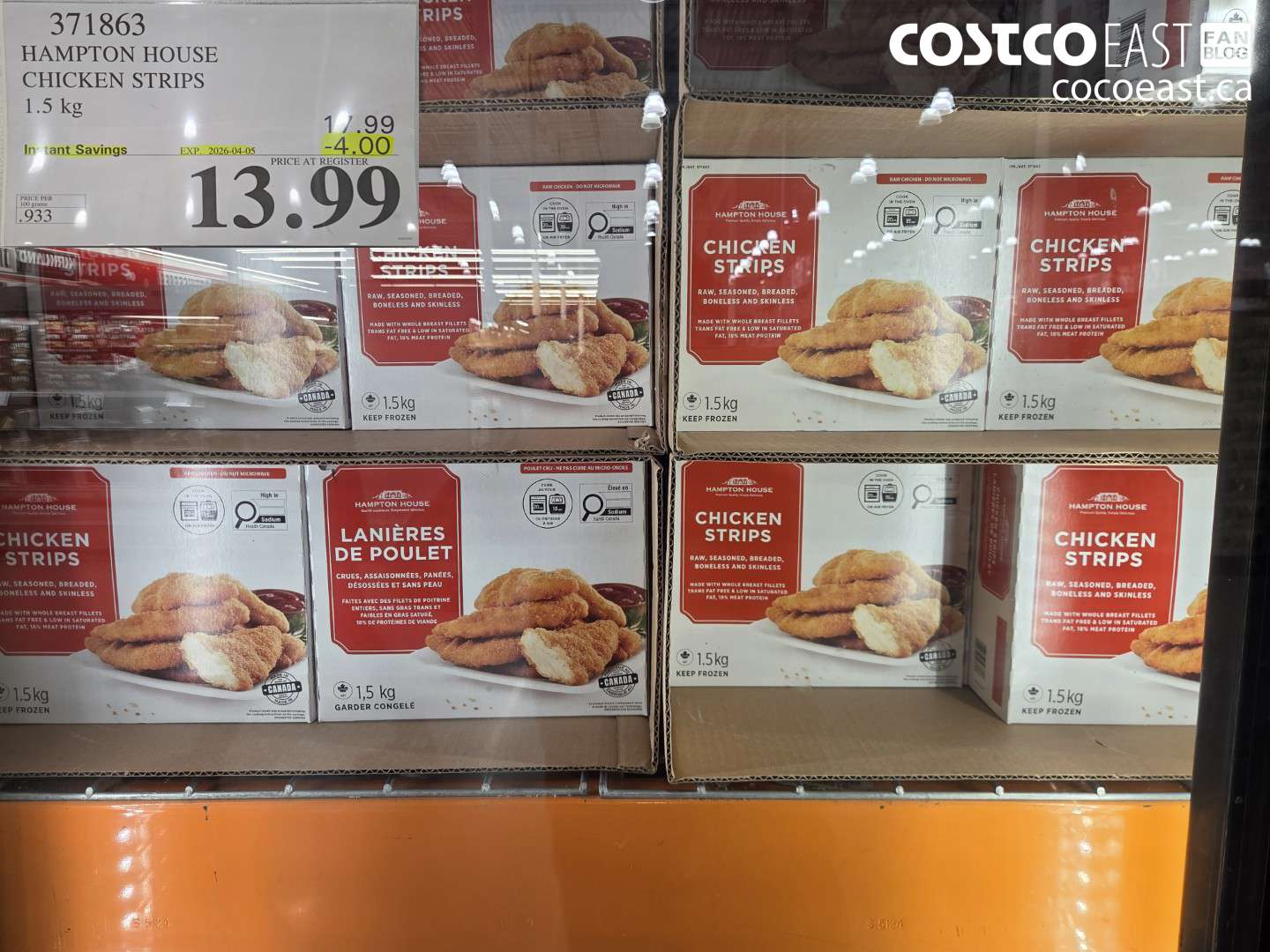 371863 HAMPTON HOUSE CHICKEN STRIPS 1.5 KG ($4.00 INSTANT SAVINGS EXPIRES ON 2026-04-05) $13.99