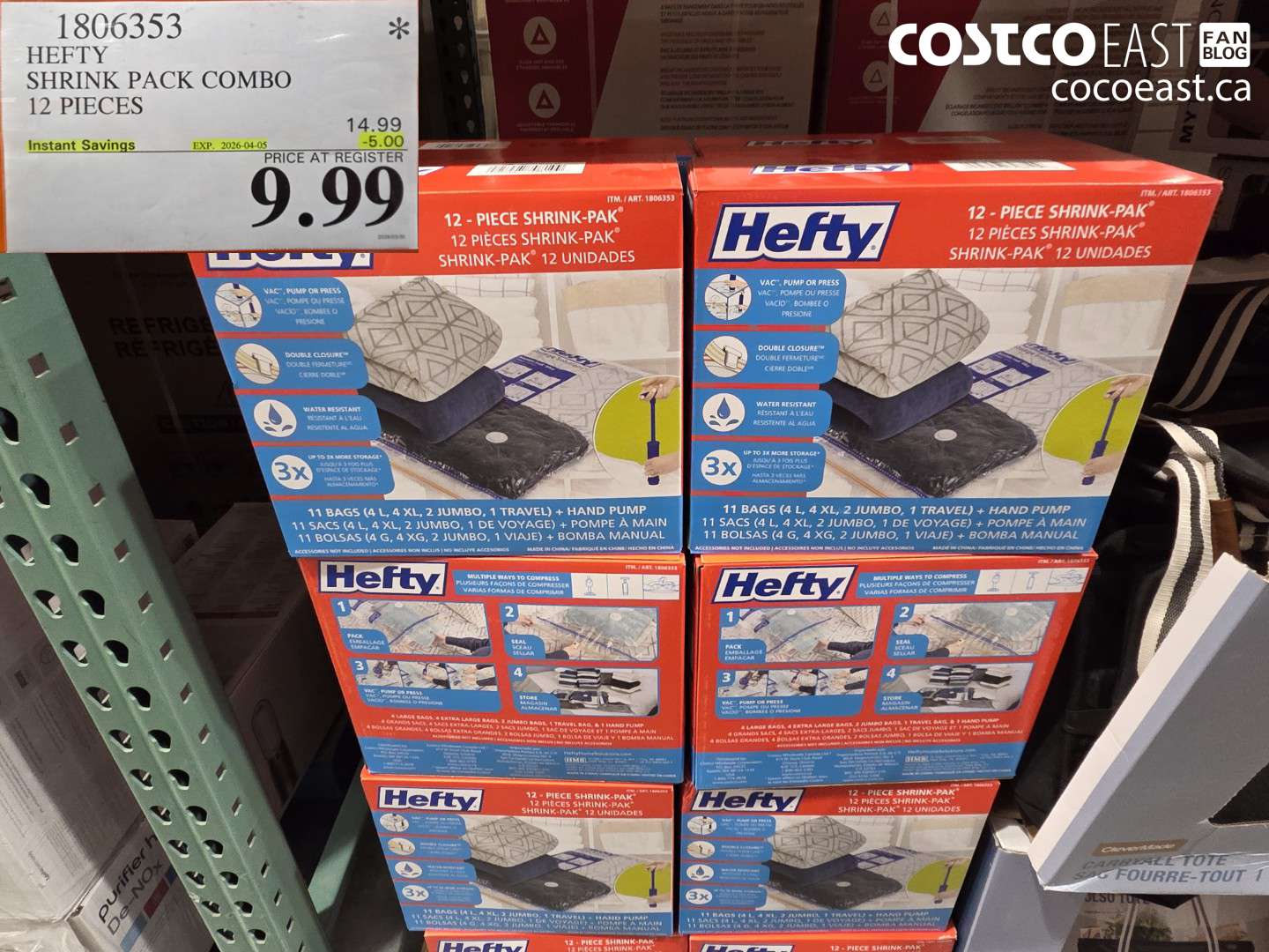 1806353 HEFTY SHRINK PACK COMBO 12 PIECES ($5.00 INSTANT SAVINGS EXPIRES ON 2026-04-05) $9.99