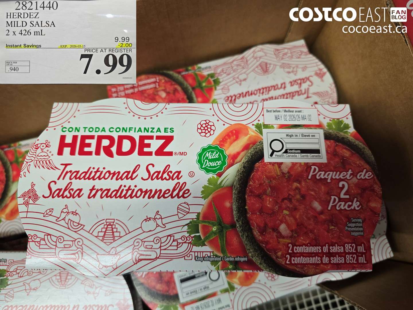 2821440 HERDEZ MILD SALSA 2 X 426 ML ($2.00 INSTANT SAVINGS EXPIRES ON 2026-03-15) $7.99