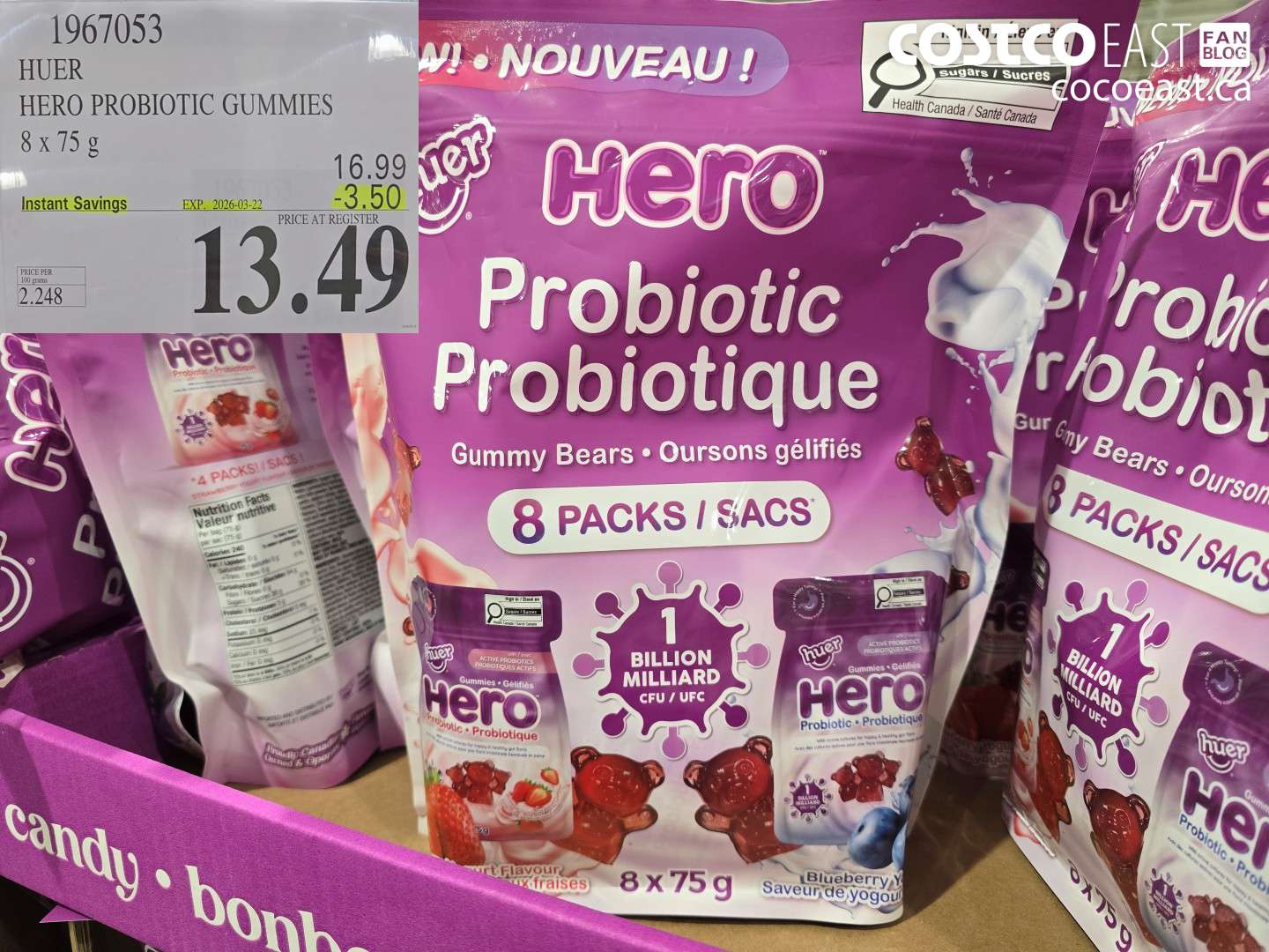 1967053 HERO PROBIOTIC GUMMIES 8 X 75 G ($3.50 INSTANT SAVINGS EXPIRES ON 2026-03-22) $13.49