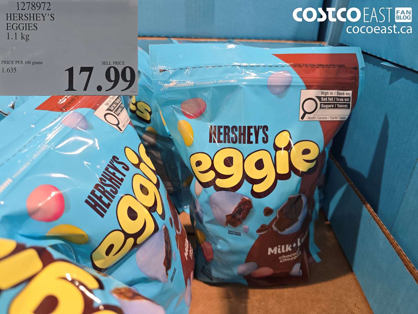 1278972 HERSHEY'S EGGIES 1.1 KG $17.99