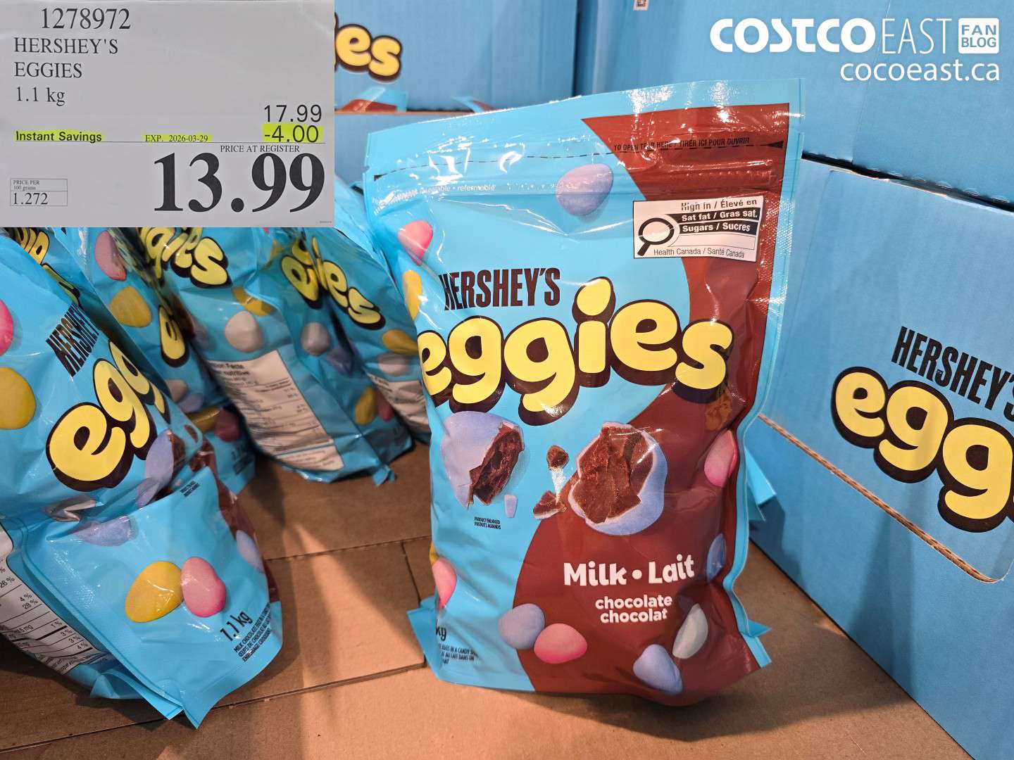 1278972 HERSHEY'S EGGIES 1.1 KG ($4.00 INSTANT SAVINGS EXPIRES ON 2026-03-29) $13.99