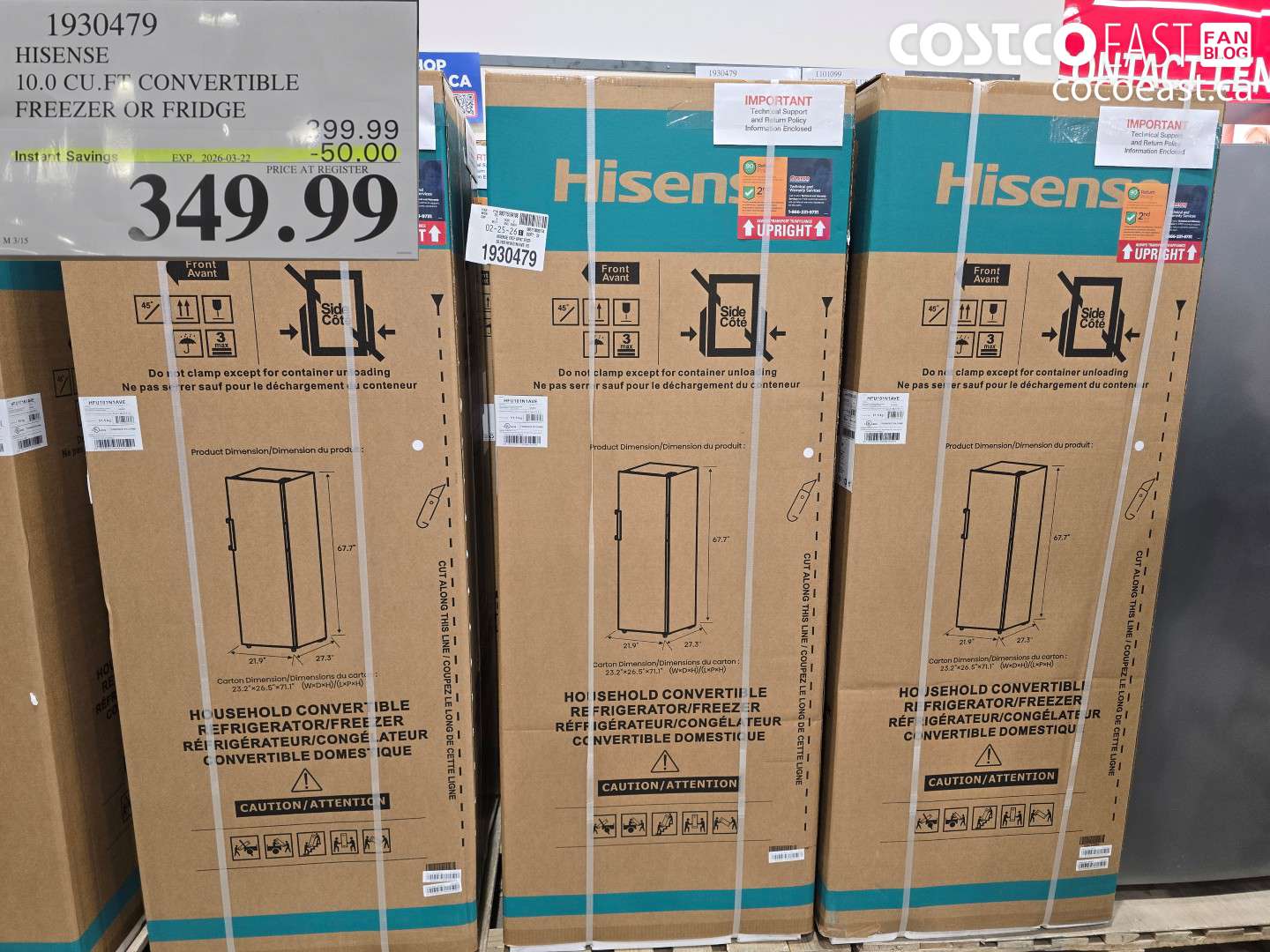1930479 HISENSE 10.0 CU. FT CONVERTIBLE FREEZER OR FRIDGE ($50.00 INSTANT SAVINGS EXPIRES ON 2026-03-22) $349.99
