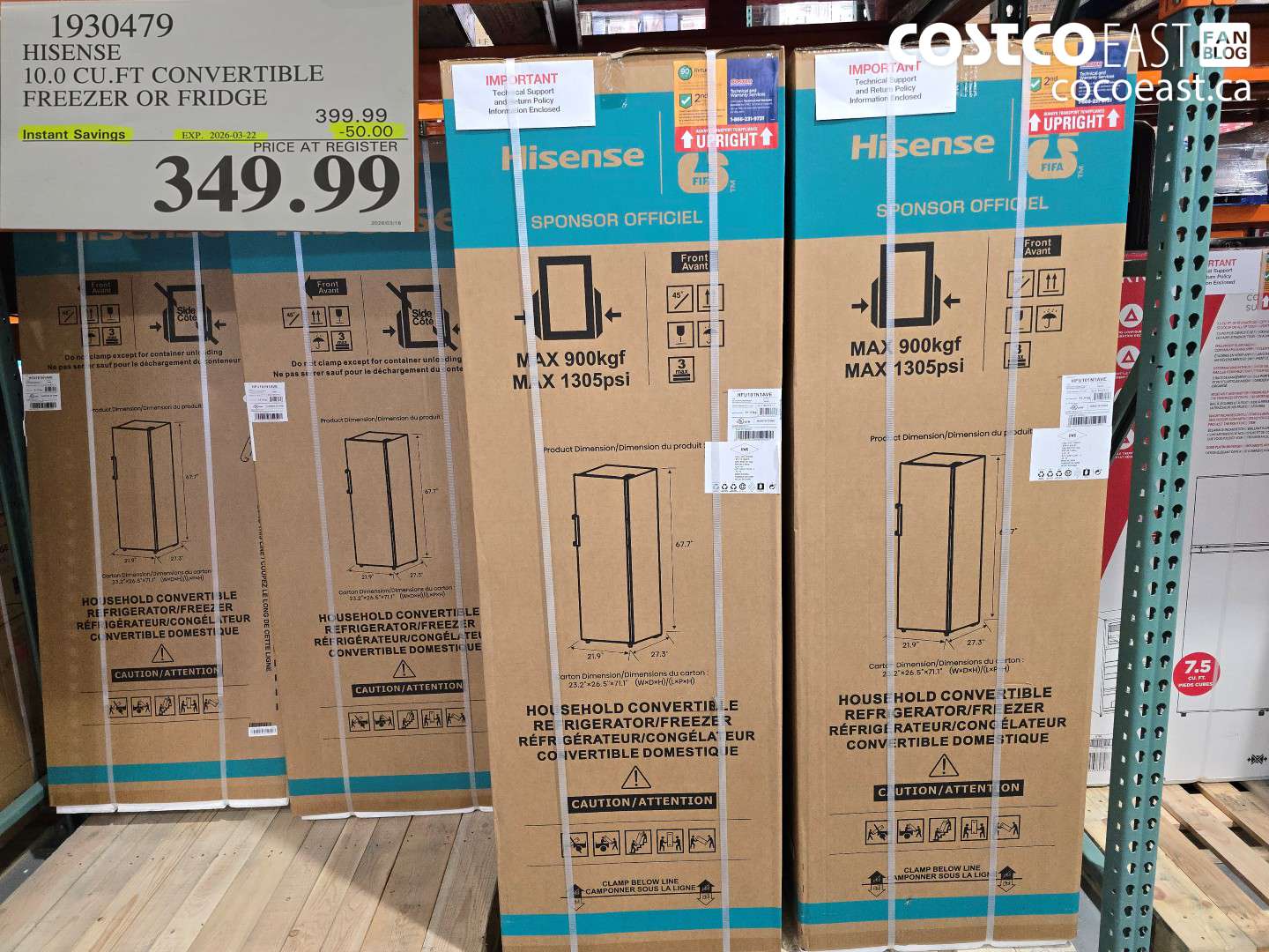 1930479 HISENSE 10.0 CU. FT CONVERTIBLE FREEZER OR FRIDGE ($50.00 INSTANT SAVINGS EXPIRES ON 2026-03-22) $349.99