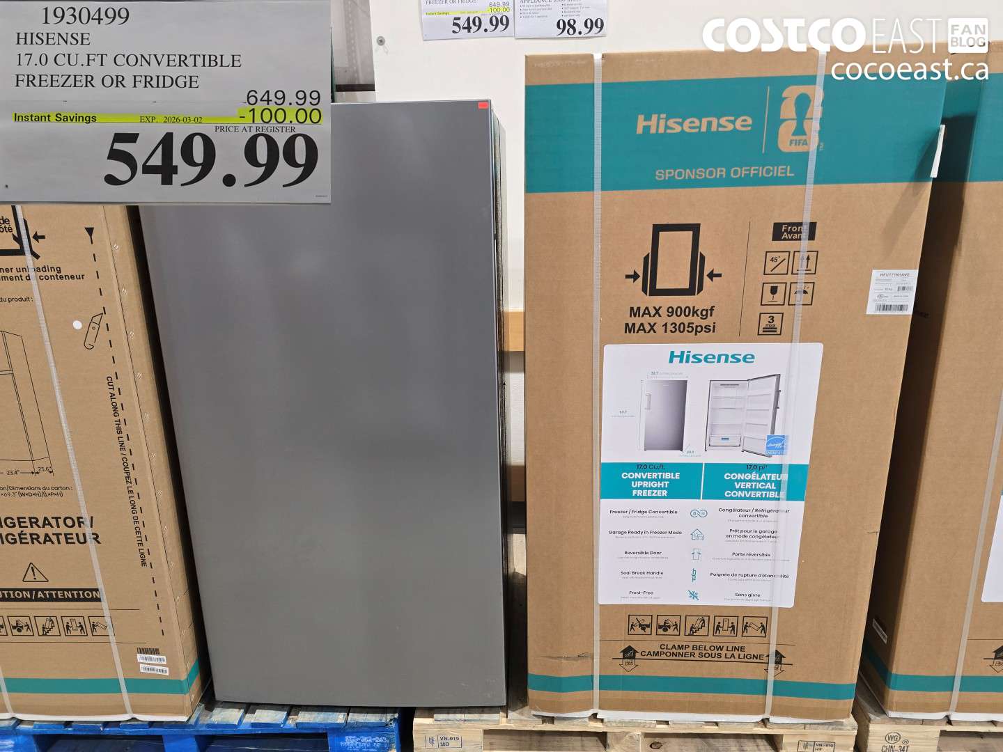 1930499 HISENSE 17.0 CU. FT CONVERTIBLE FREEZER OR FRIDGE ($100.00 INSTANT SAVINGS EXPIRES ON 2026-03-02) $549.99