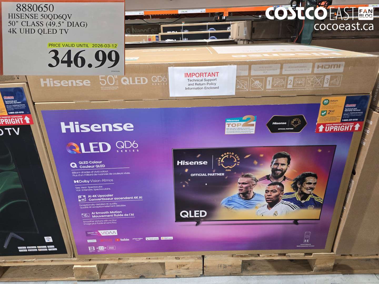 8880650 HISENSE 50QDQV 50 CLASS (49.5 DIAG) 4K UHD QLED TV $346.99