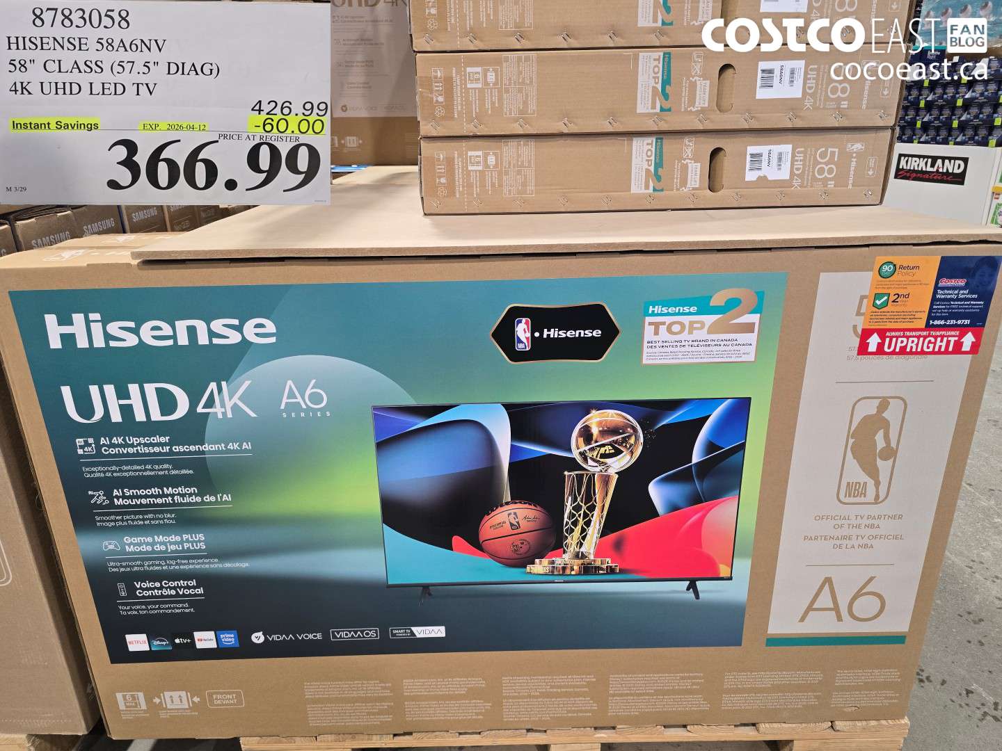 8783058 HISENSE 58A6NV 58 CLASS 57.5 DIAG 4K UHD LED TV ($60.00 INSTANT SAVINGS EXPIRES ON 2026-04-12) $366.99
