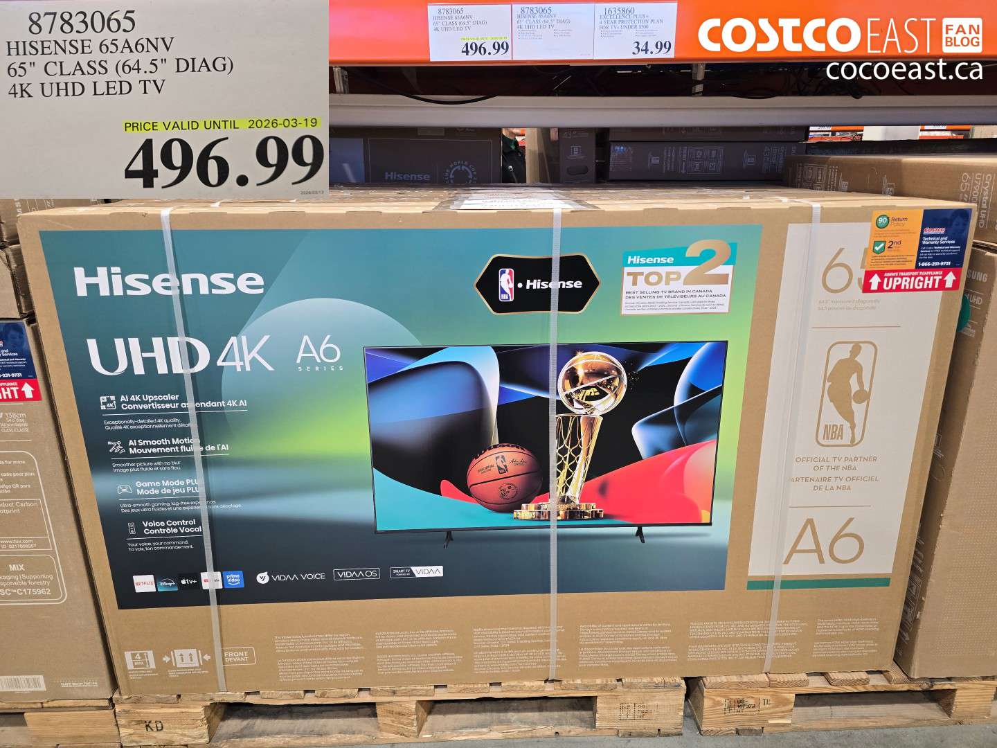 8783065 HISENSE 65A6NV 65 CLASS (64.5 DIAG) 4K UHD LED TV $496.99