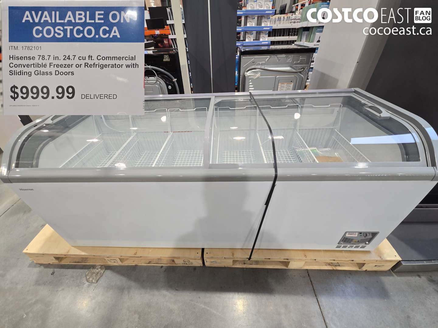1782101 HISENSE 78.7 IN. 24.7 CU FT. COMMERCIAL CONVERTIBLE FREEZER OR REFRIGERATOR WITH SLIDING GLASS DOORS $999.99