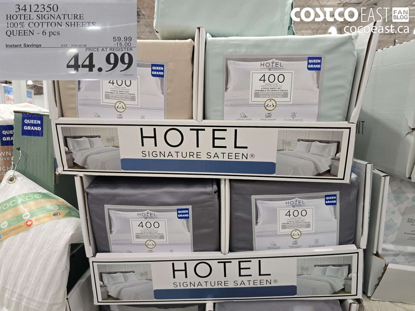 3412350 HOTEL SIGNATURE 100% COTTON SHEETS QUEEN - 6 PCS ($15.00 INSTANT SAVINGS EXPIRES ON 2026-03-08) $44.99
