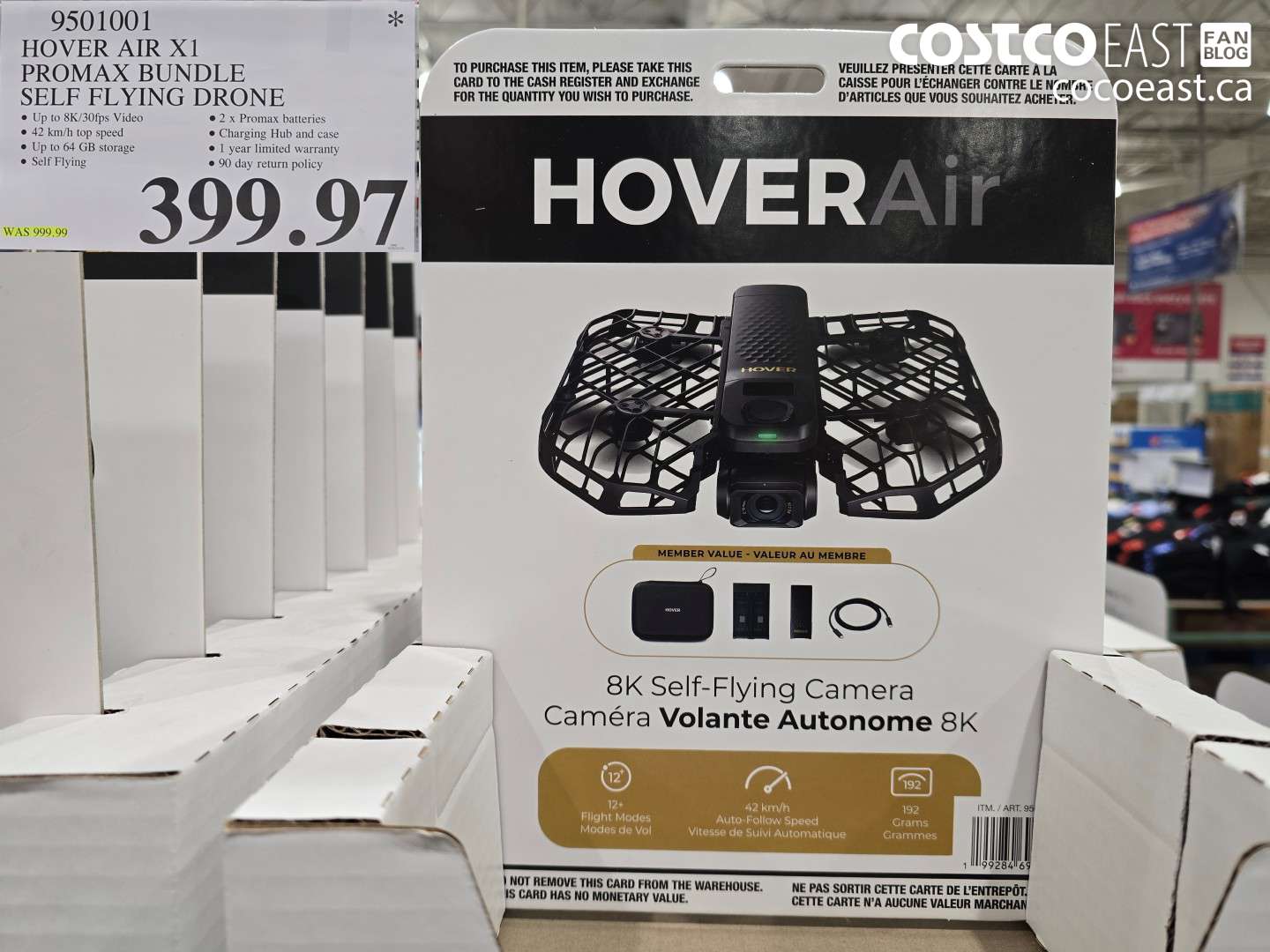 9501001 HOVER AIR X1 PROMAX BUNDLE SELF FLYING DRONE $399.97