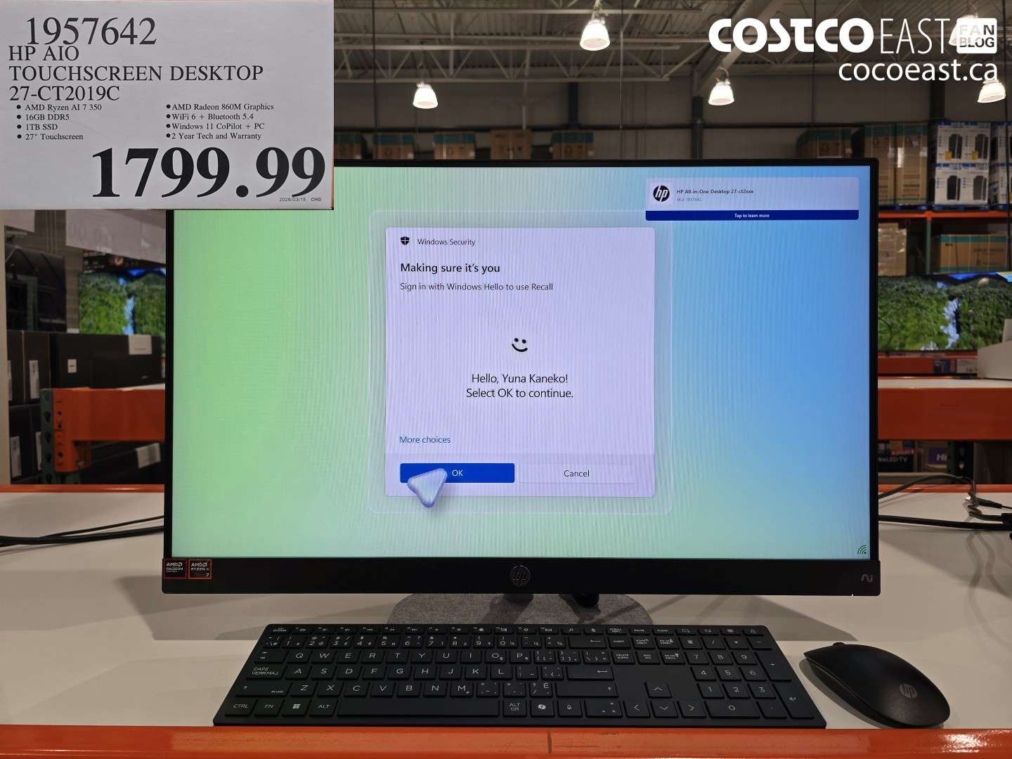 1957642 HP AIO TOUCHSCREEN DESKTOP 27-CT2019C $1799.99