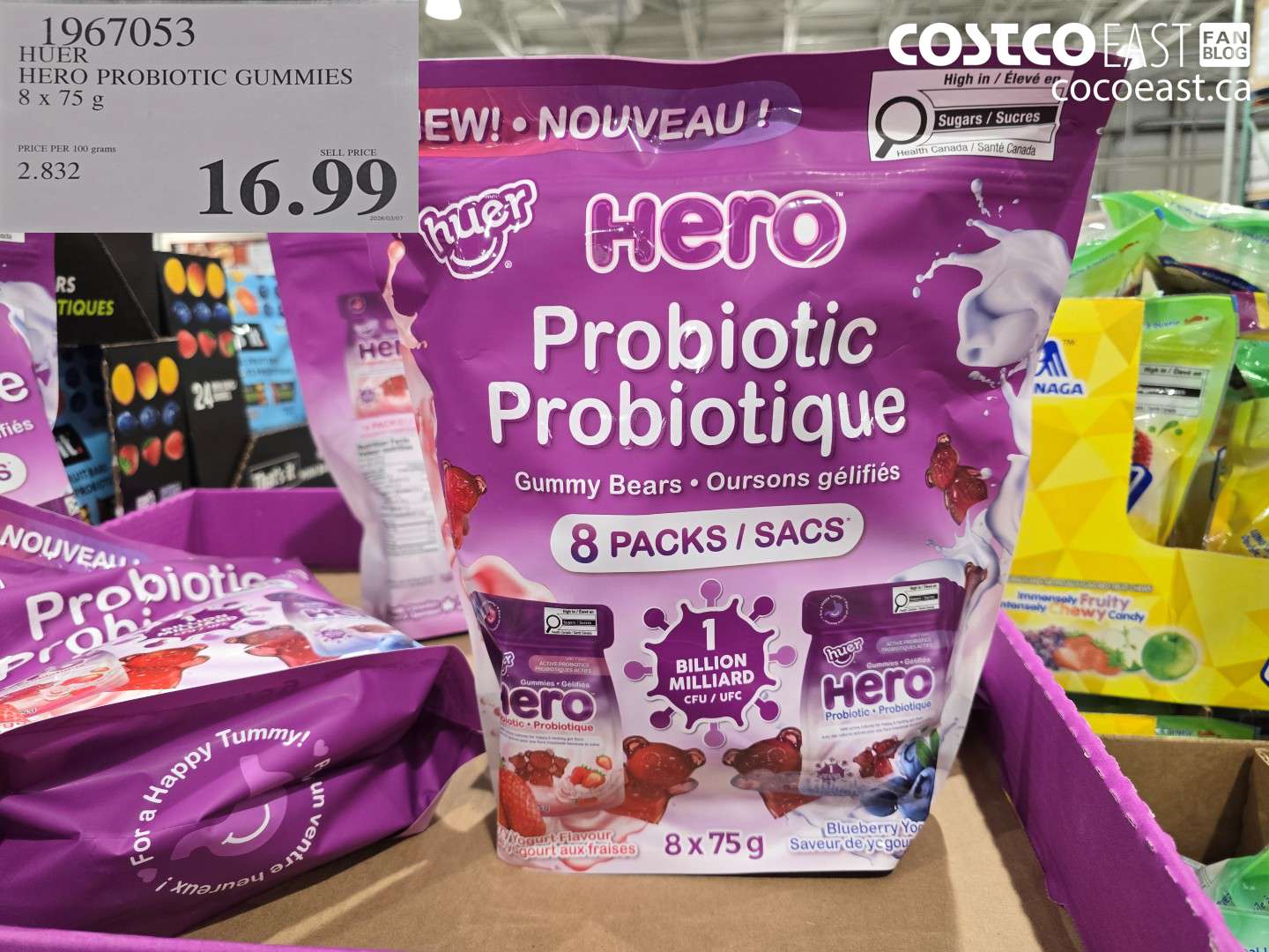 1967053 HUER HERO PROBIOTIC GUMMIES 8 X 75 G $16.99