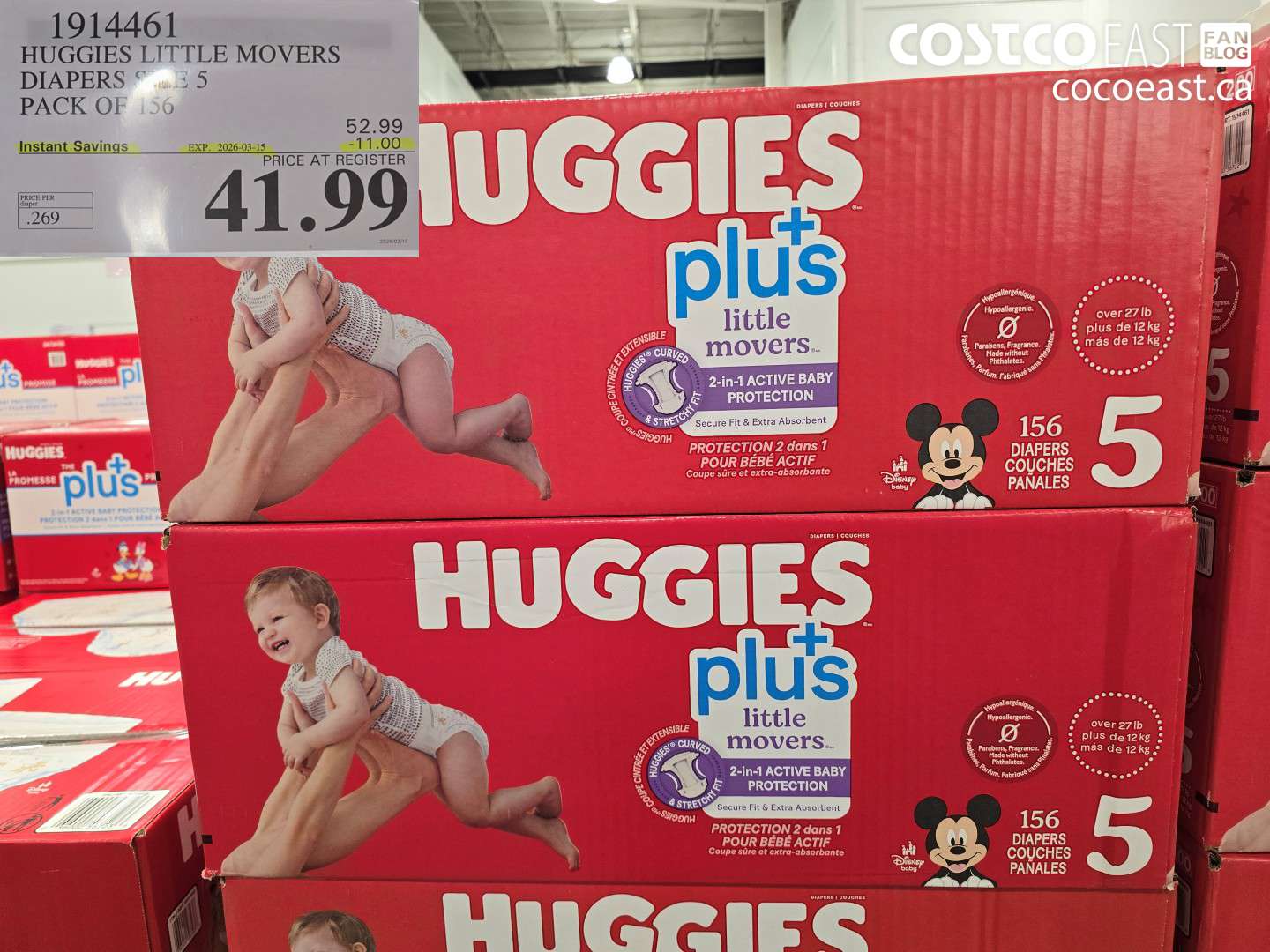 1914461 HUGGIES LITTLE MOVERS DIAPERS SIZE 5 PACK OF 156 ($11.00 INSTANT SAVINGS EXPIRES ON 2026-03-15) $41.99