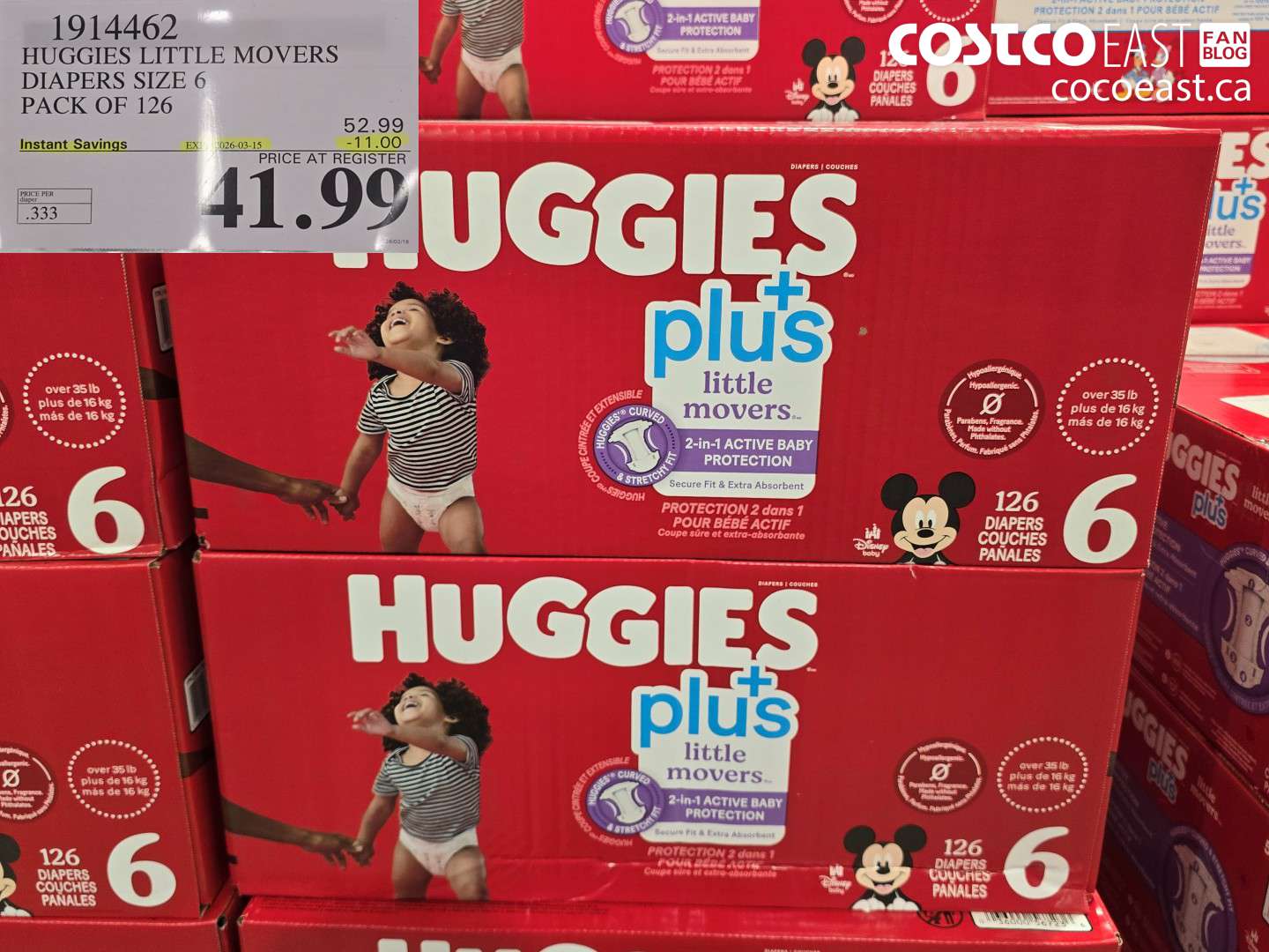 1914462 HUGGIES LITTLE MOVERS DIAPERS SIZE 6 PACK OF 126 ($11.00 INSTANT SAVINGS EXPIRES ON 2026-03-15) $41.99