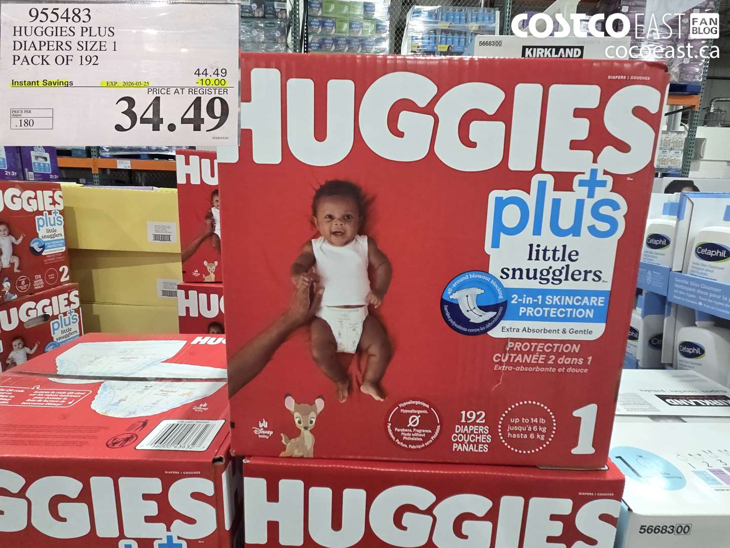 955483 HUGGIES PLUS DIAPERS SIZE 1 PACK OF 192 ($10.00 INSTANT SAVINGS EXPIRES ON 2026-03-25) $34.49