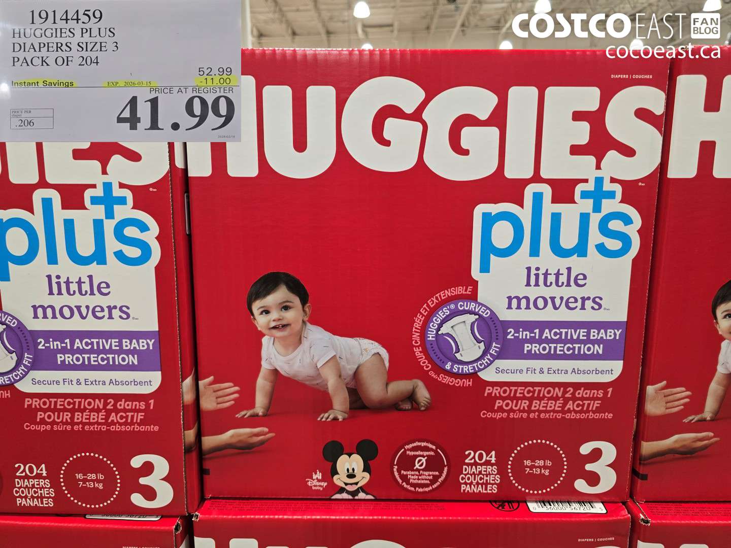 1914459 HUGGIES PLUS DIAPERS SIZE 3 PACK OF 204 ($11.00 INSTANT SAVINGS EXPIRES ON 2026-03-15) $41.99