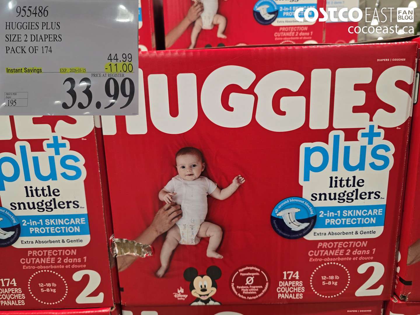 955486 HUGGIES PLUS SIZE 2 DIAPERS PACK OF 174 ($11.00 INSTANT SAVINGS EXPIRES ON 2026-03-15) $33.93