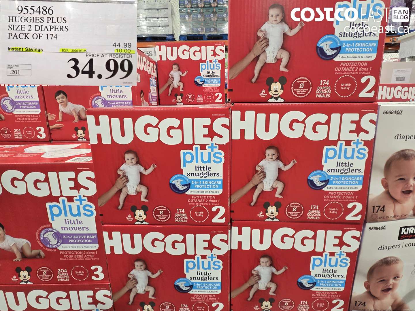955486 HUGGIES PLUS SIZE 2 DIAPERS PACK OF 174 ($10.00 INSTANT SAVINGS EXPIRES ON 2026-03-25) $34.99