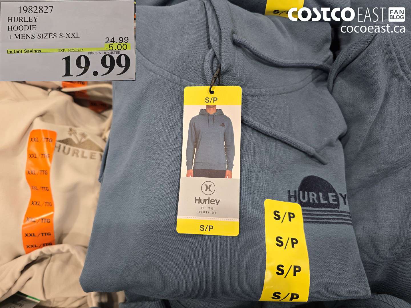 1982827 HURLEY HOODIE +MENS SIZES S-XXL ($5.00 INSTANT SAVINGS EXPIRES ON 2026-03-15) $19.99