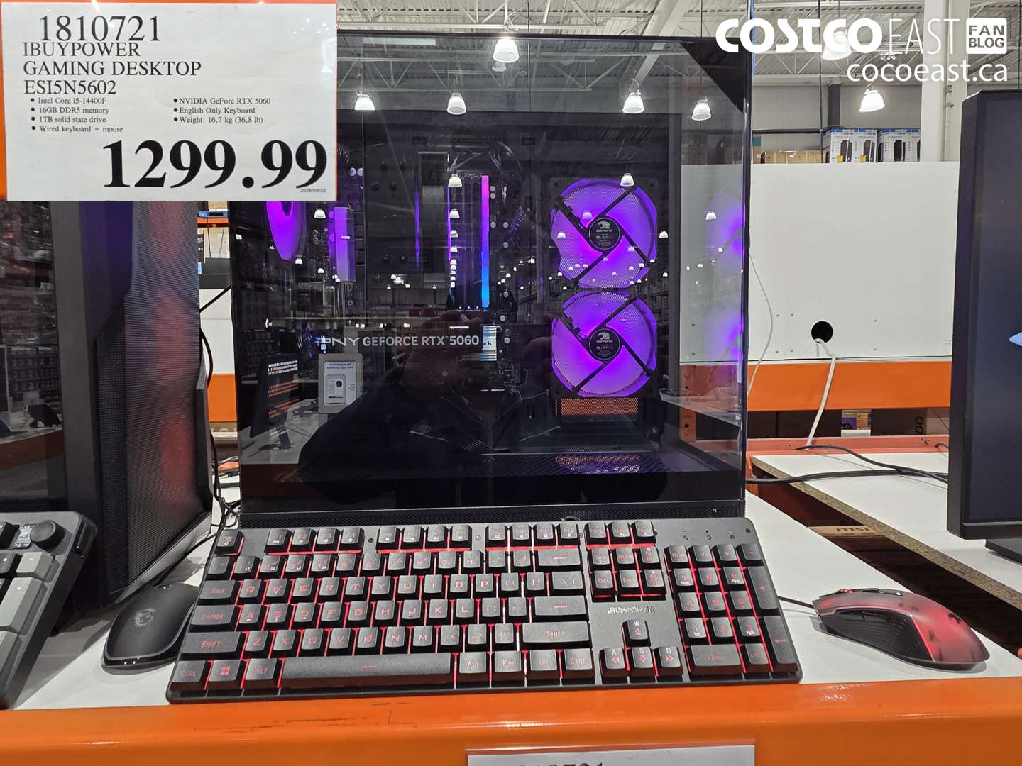 1810721 IBUYPOWER GAMING DESKTOP ES15N5602 $1299.99