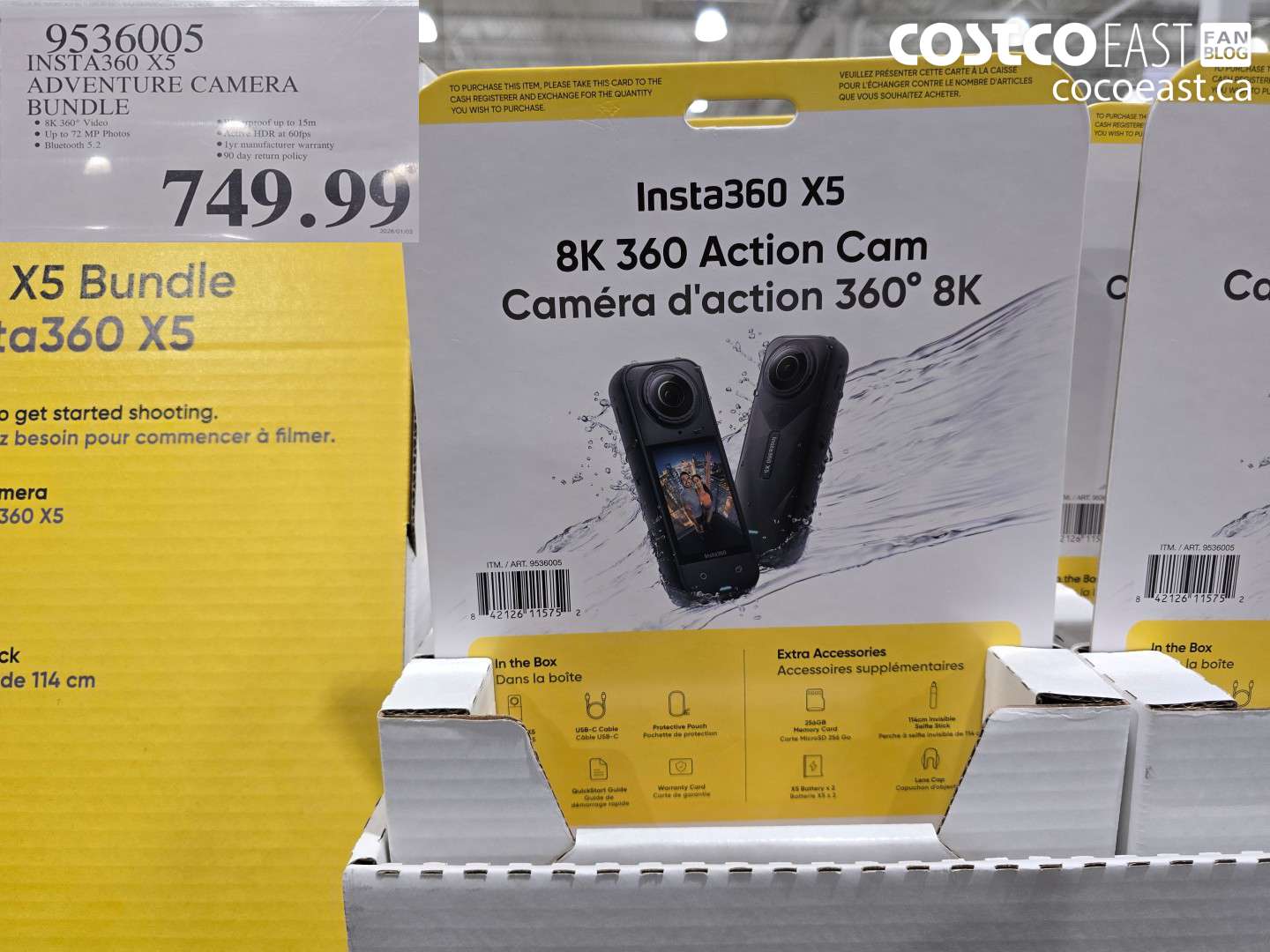 9536005 INSTA360 X5 ADVENTURE CAMERA BUNDLE $749.99