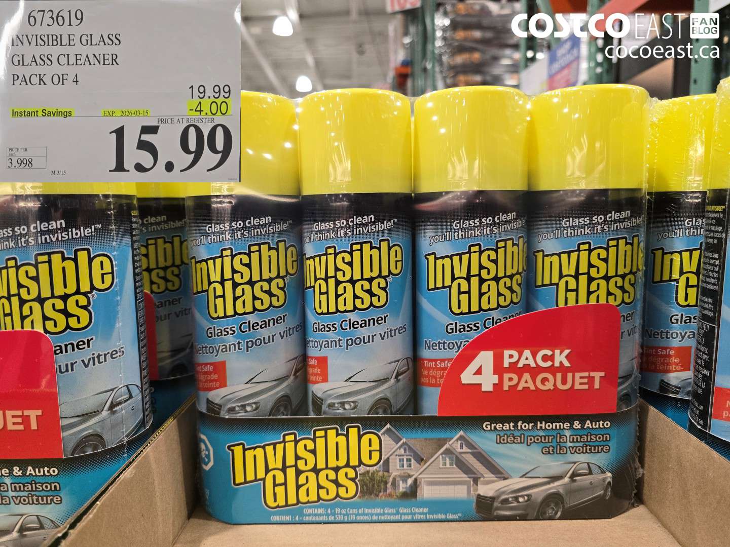 673619 INVISIBLE GLASS GLASS CLEANER PACK OF 4 ($4.00 INSTANT SAVINGS EXPIRES ON 2026-03-15) $15.99