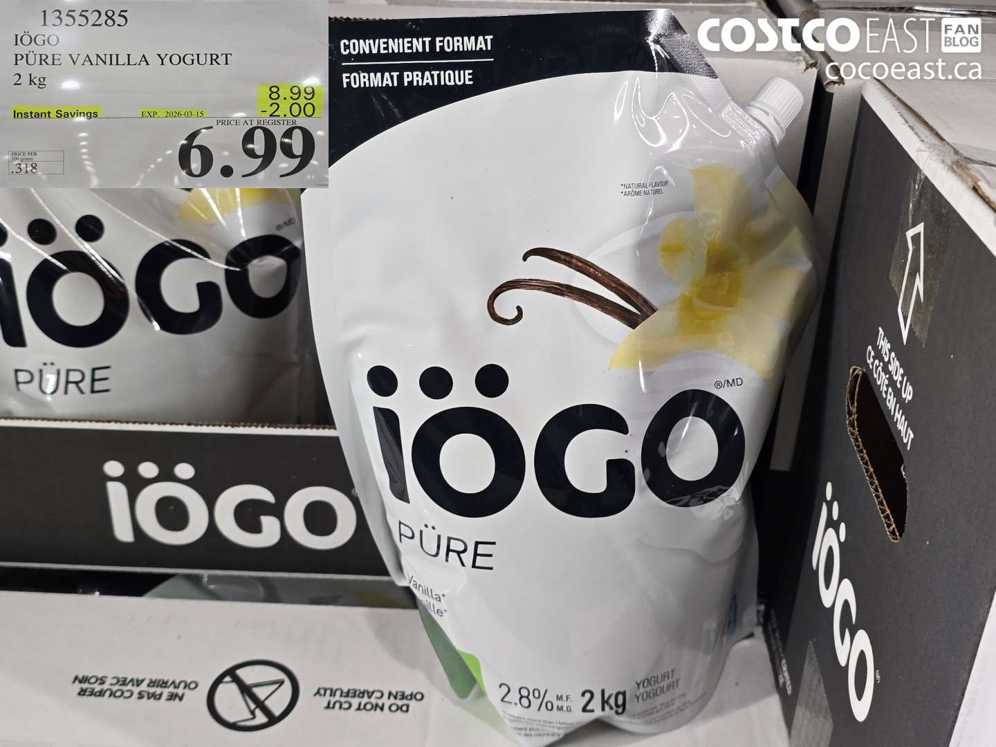 1355285 IOGO PURE VANILLA YOGURT 2 KG ($2.00 INSTANT SAVINGS EXPIRES ON 2026-03-15) $6.99