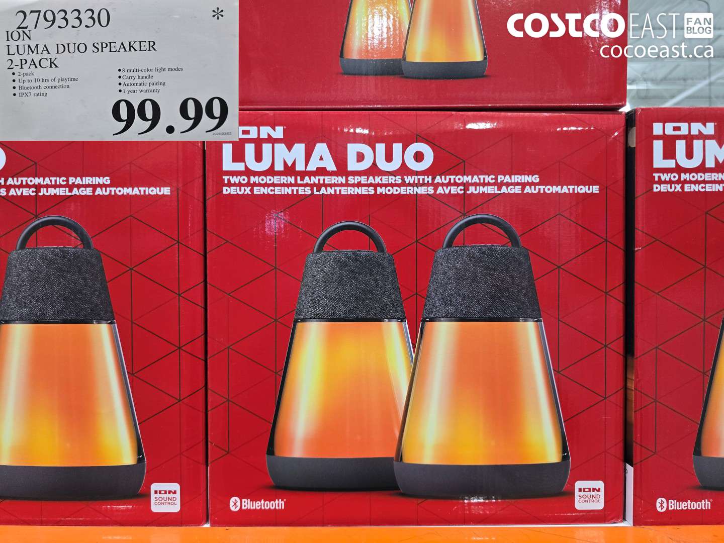 2793330 ION LUMA DUO SPEAKER 2-PACK $99.99