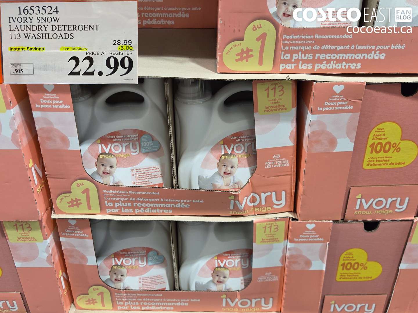 1653524 IVORY SNOW LAUNDRY DETERGENT 113 WASHLOADS ($6.00 INSTANT SAVINGS EXPIRES ON 2026-04-05) $22.99