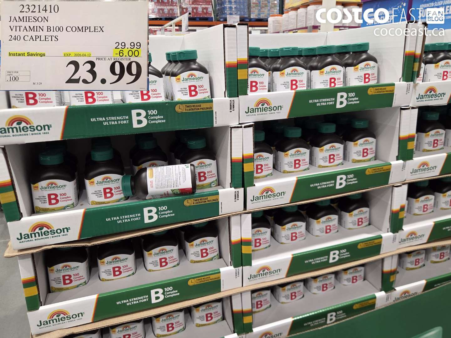 2321410 JAMIESON VITAMIN B100 COMPLEX 240 CAPLETS ($6.00 INSTANT SAVINGS EXPIRES ON 2026-04-12) $23.99