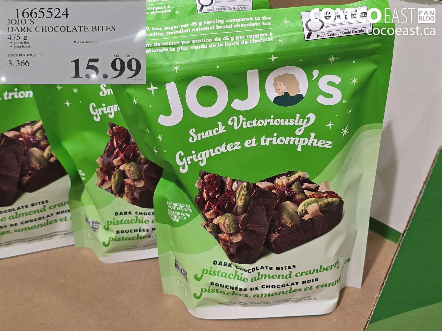 1665524 JOJO'S DARK CHOCOLATE BITES 475 G $15.99