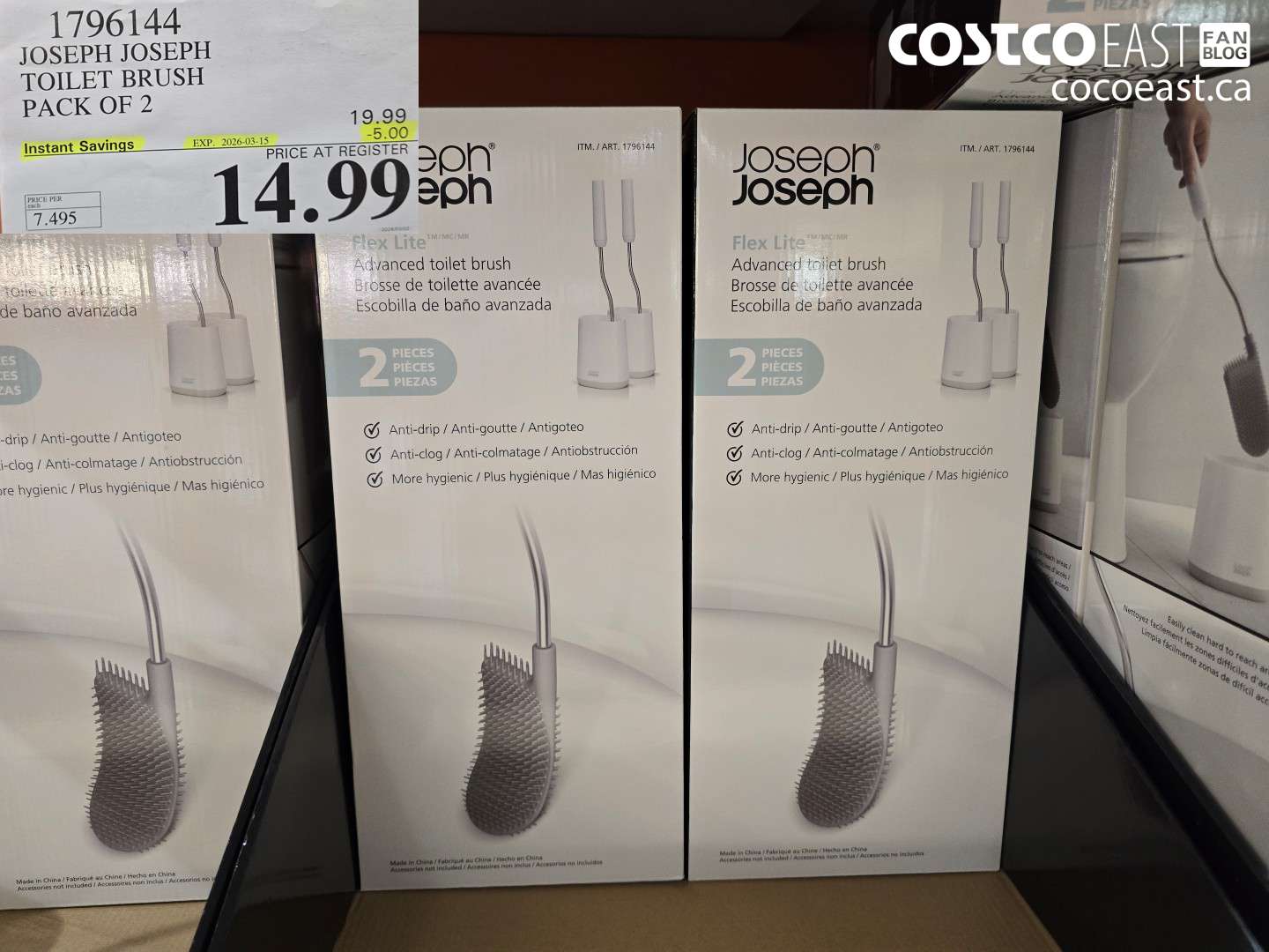 1796144 JOSEPH JOSEPH TOILET BRUSH PACK OF 2 ($5.00 INSTANT SAVINGS EXPIRES ON 2026-03-15) $14.99