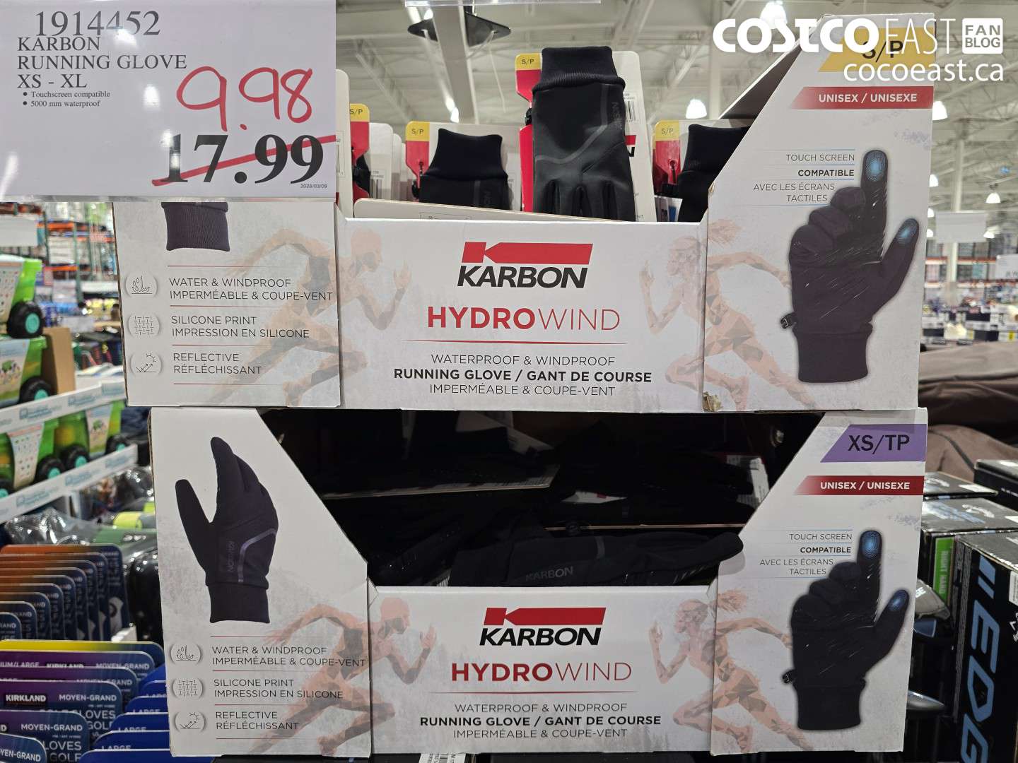 1914452 KARBON RUNNING GLOVE XS - XL $9.98