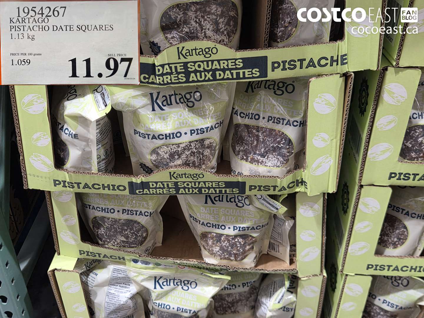 1954267 KARTAGO PISTACHO DATE SQUARES $11.97