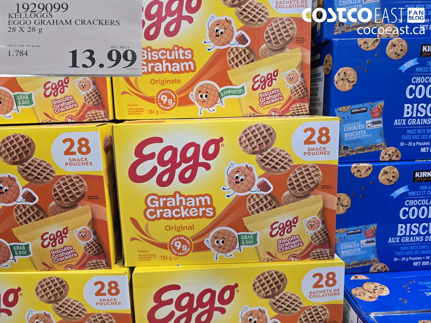 1929099 KELLOGGS EGGO GRAHAM CRACKERS 28 X 28 G $13.99