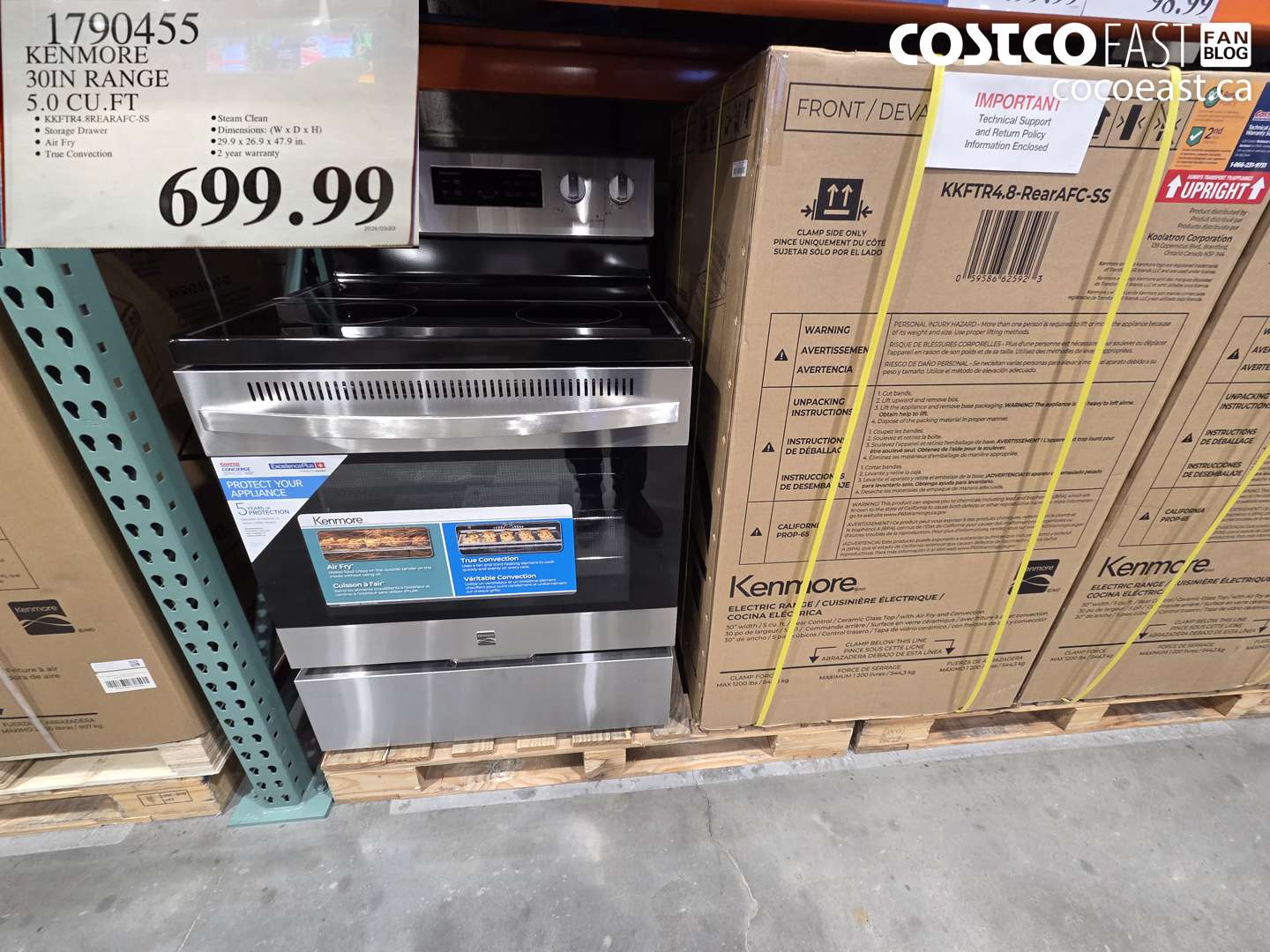 1790455 KENMORE 30IN RANGE 5.0 CU.FT $699.99