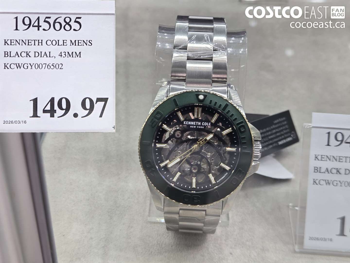 1945685 KENNETH COLE MENS BLACK DIAL, 43MM KCWGY0076502 $149.97