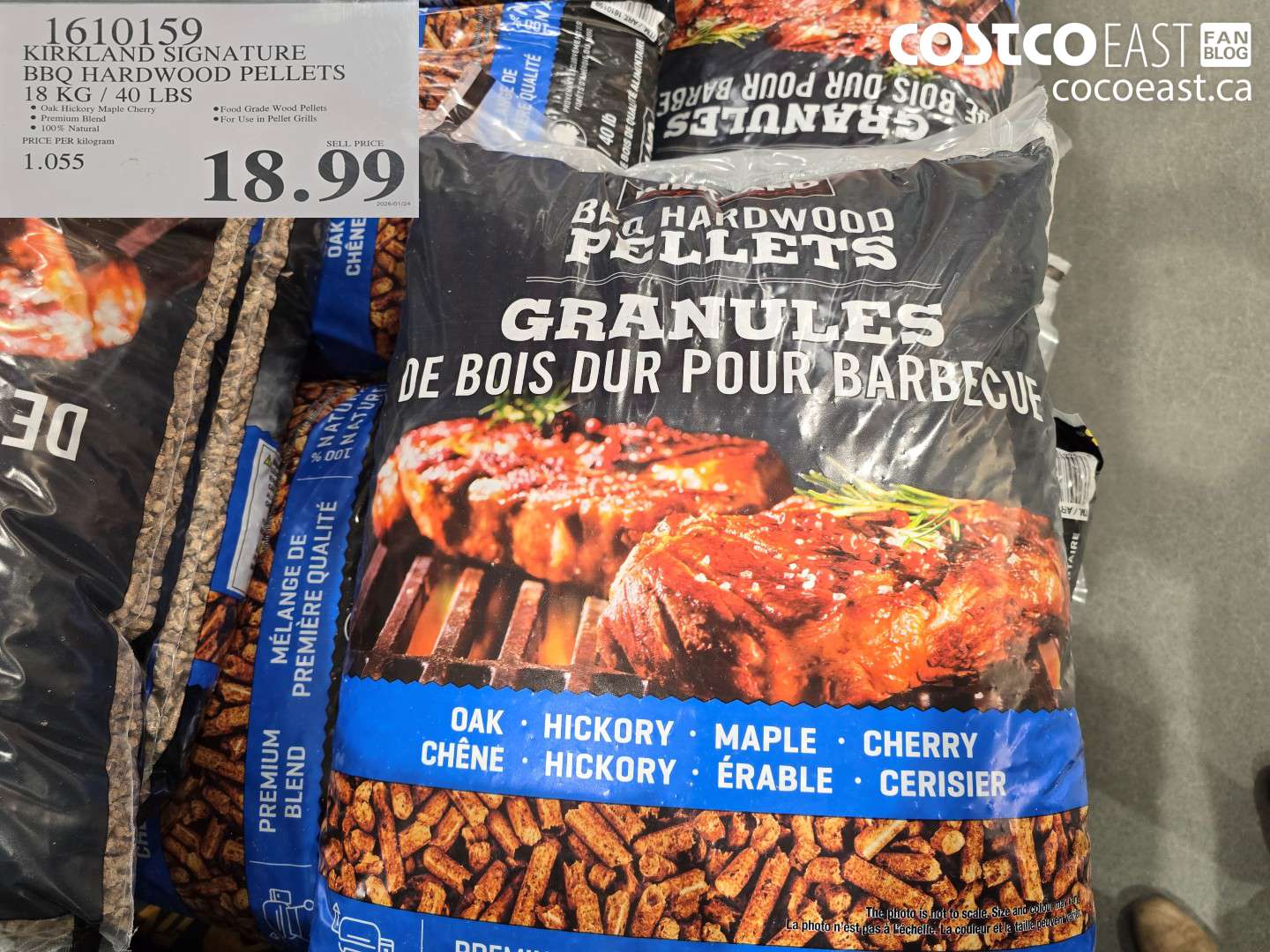 1610159 KIRKLAND SIGNATURE BBQ HARDWOOD PELLETS 18 KG / 40 LBS $18.99