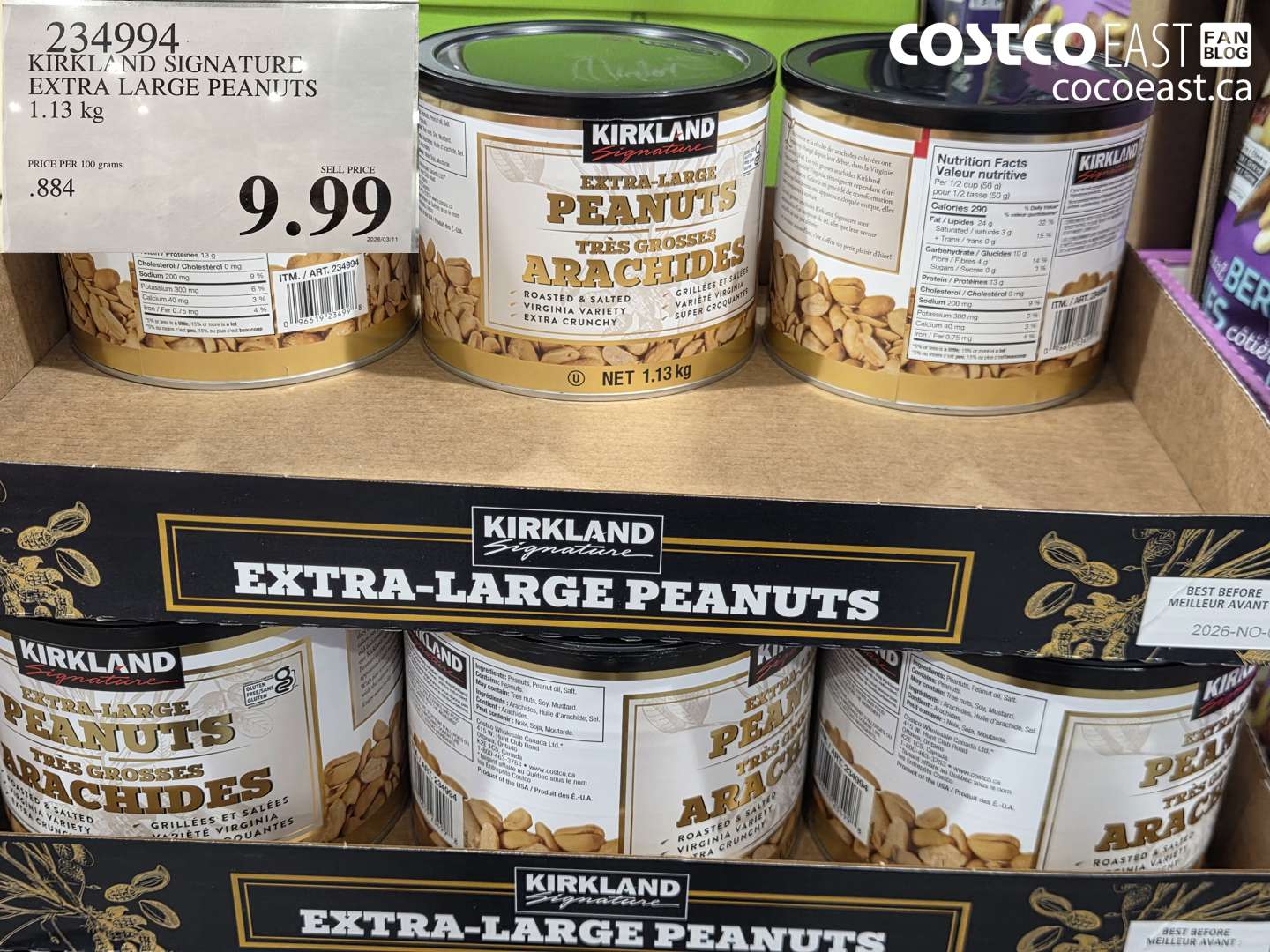 234994 KIRKLAND SIGNATURE EXTRA LARGE PEANUTS 1.13 KG $9.99