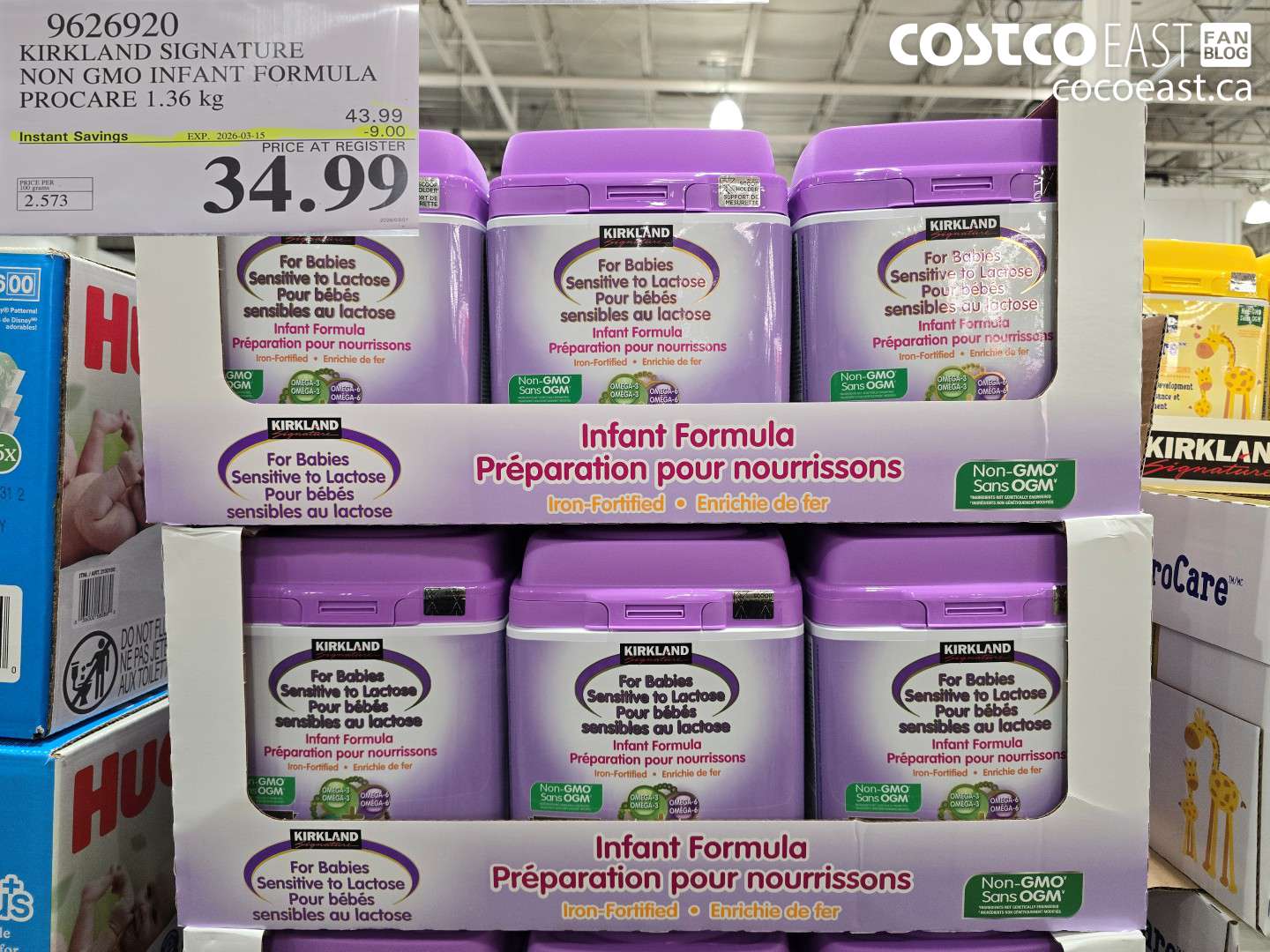 9626920 KIRKLAND SIGNATURE NON GMO INFANT FORMULA PROCARE 1.36 KG ($9.00 INSTANT SAVINGS EXPIRES ON 2026-03-15) $34.99
